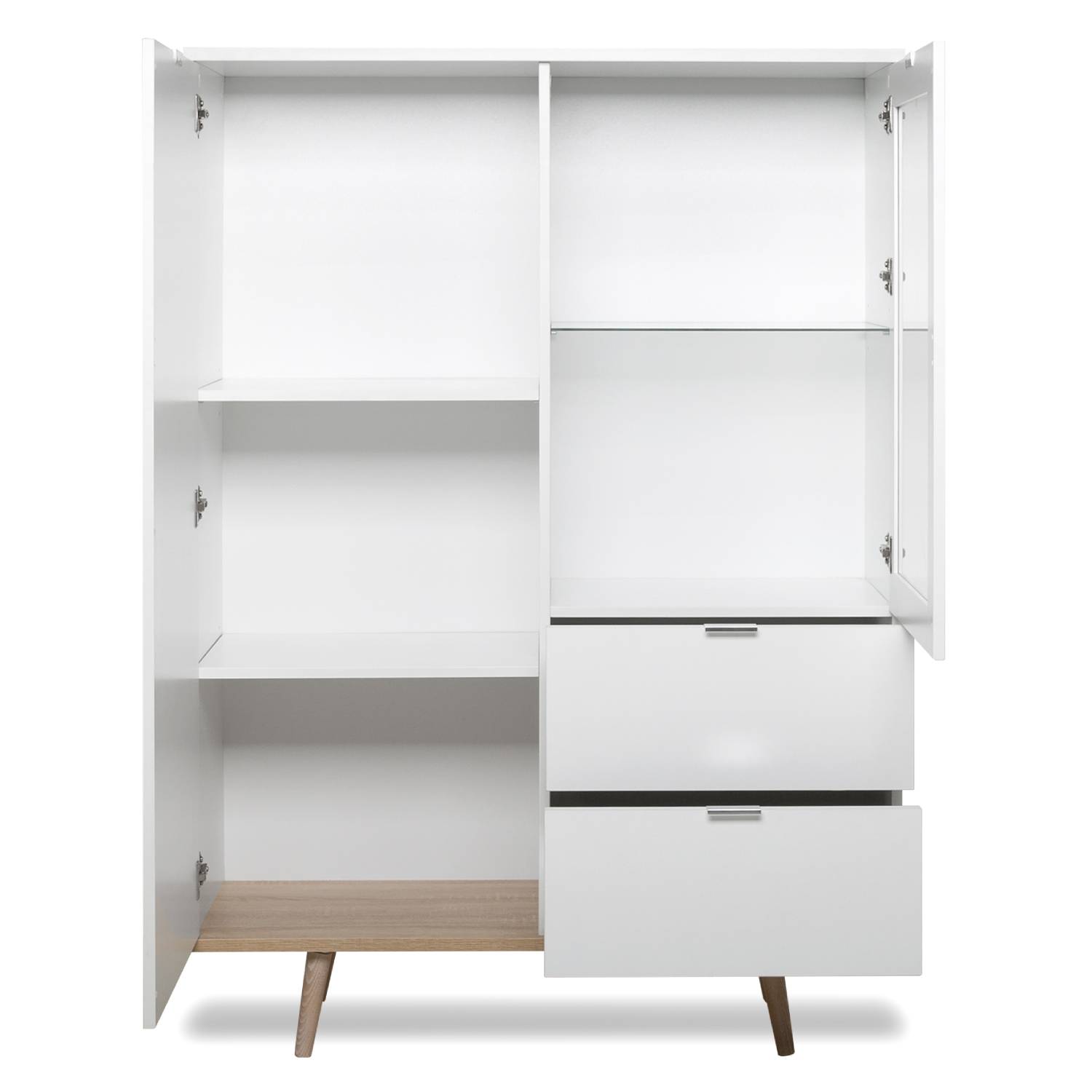 Highboard Sideboard Cabinet 2 Drawers Wood Living Room