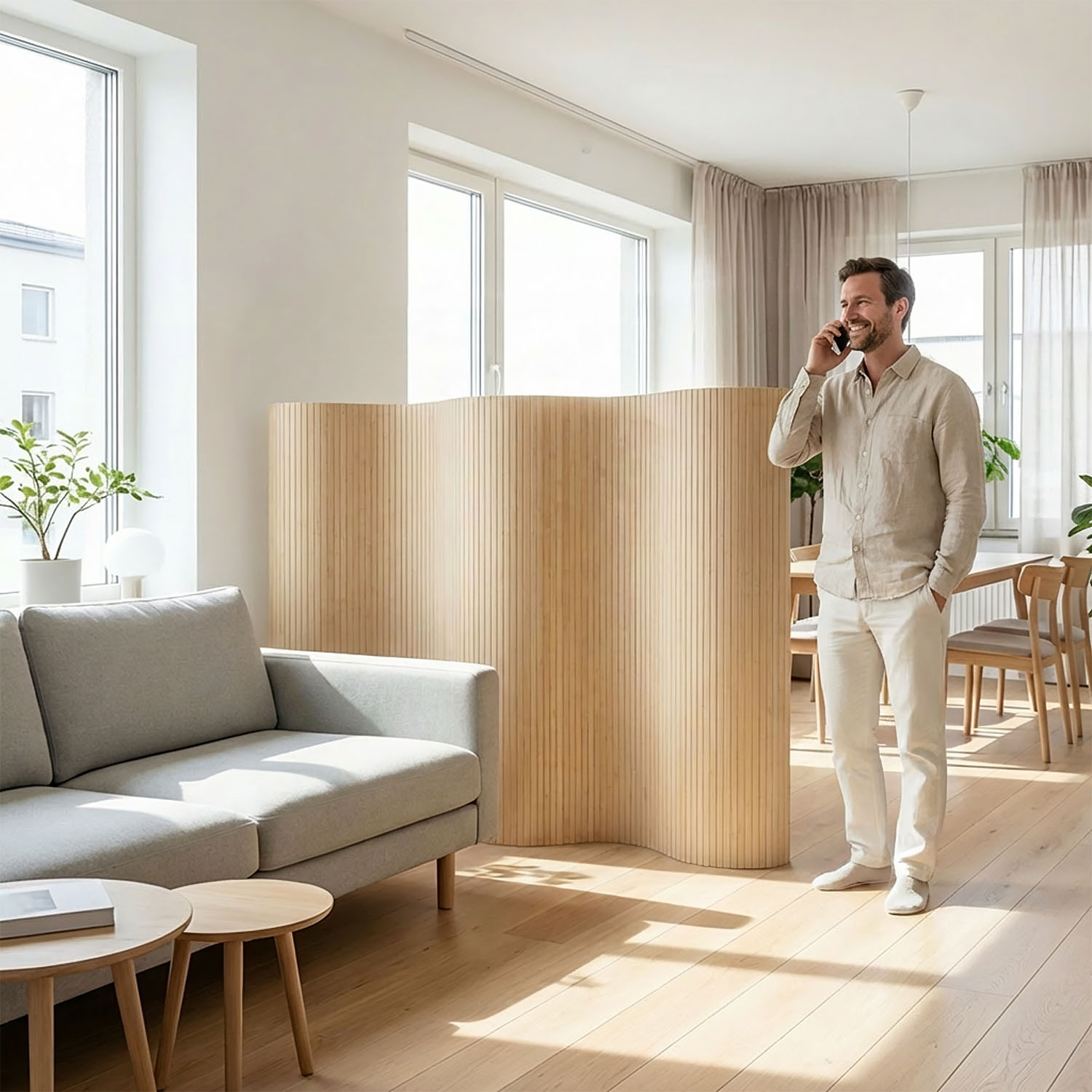 Paravent Bamboo Height 145 cm Nature | Room Divider | Partition Privacy Screen