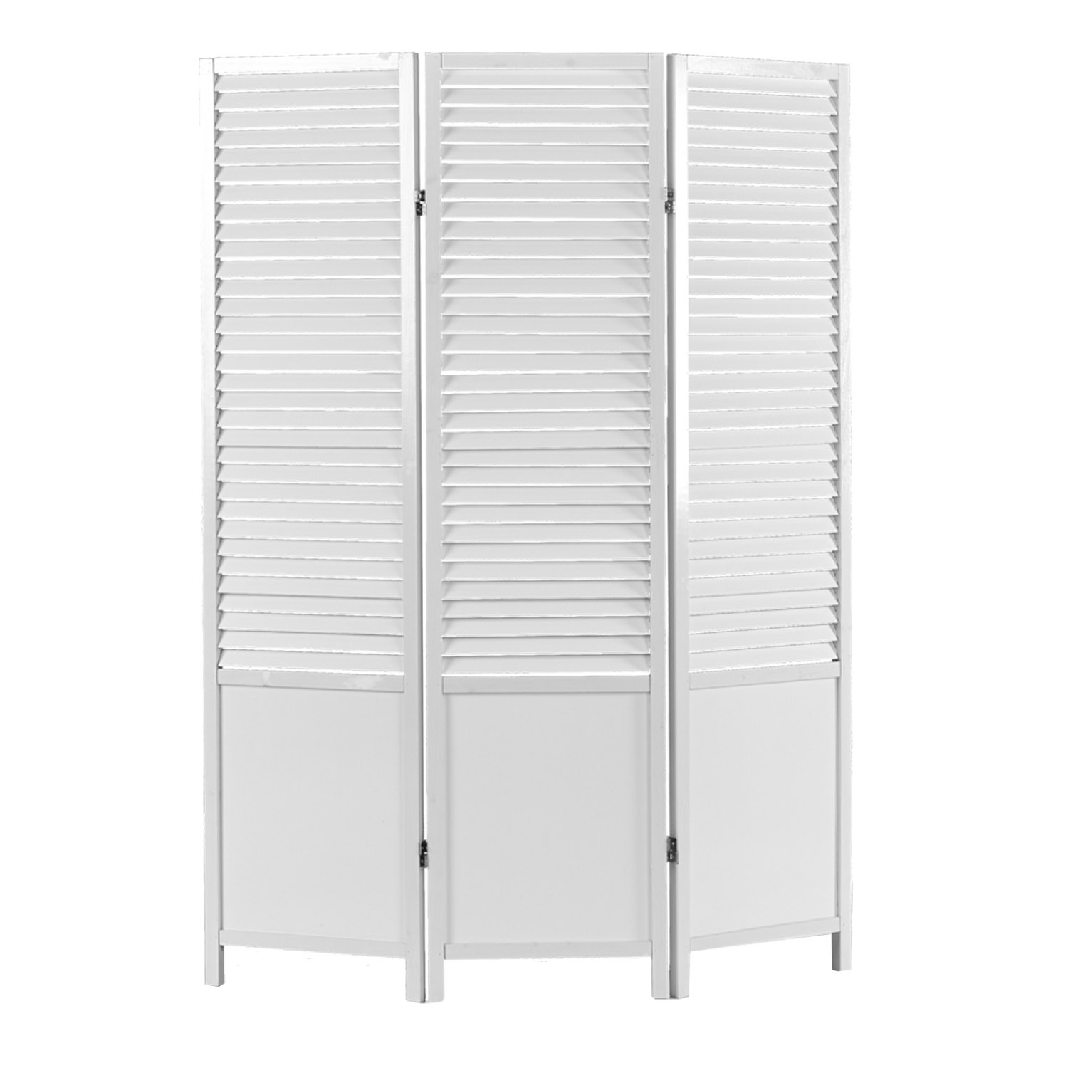 Paravent White Wooden Slats | 3-panel | Wood | Room Divider Partition Privacy Screen