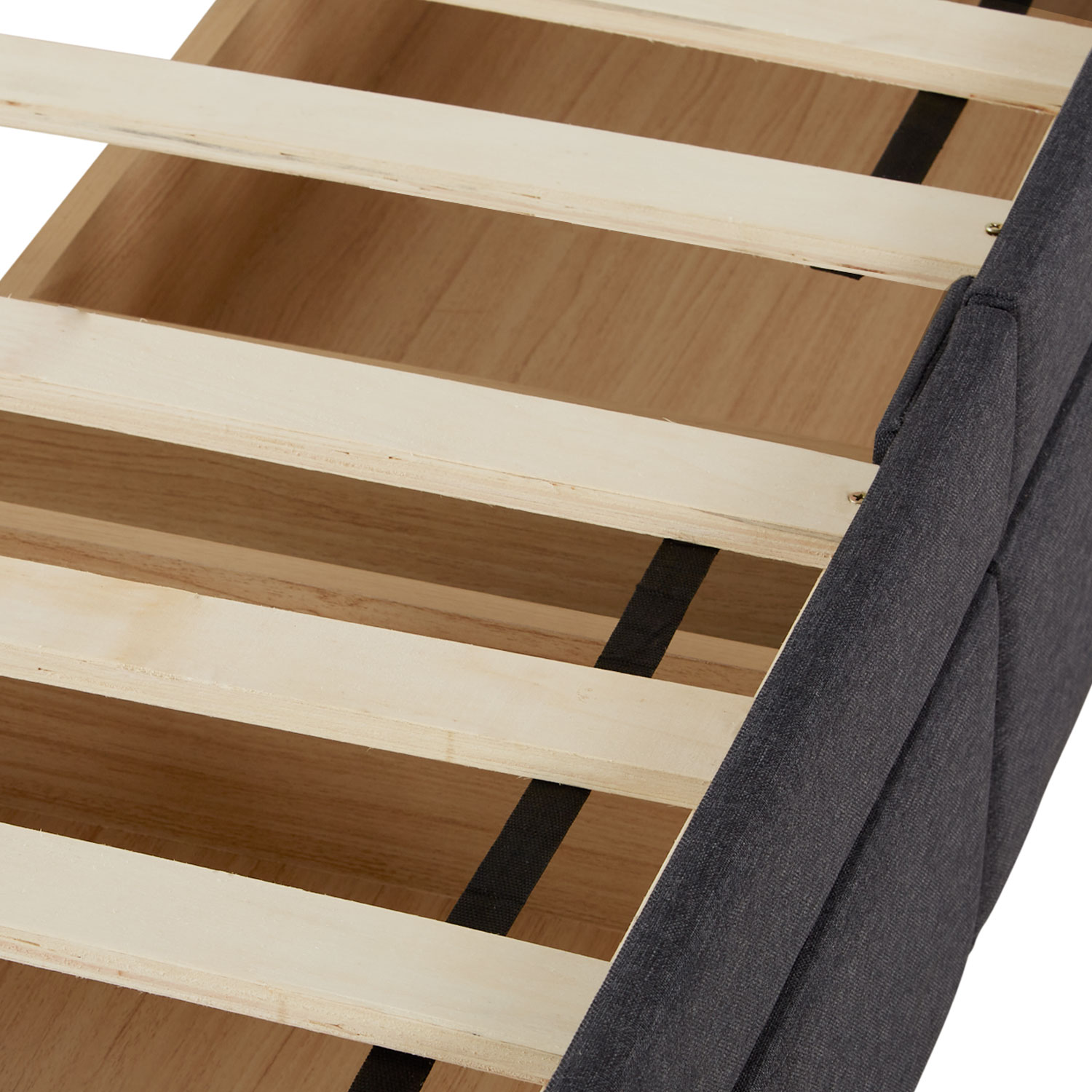 Upholstered bed 140x200 cm grey | futon bed | with slatted frame | with mattress | with 2 bed drawers | double fabric bed frame