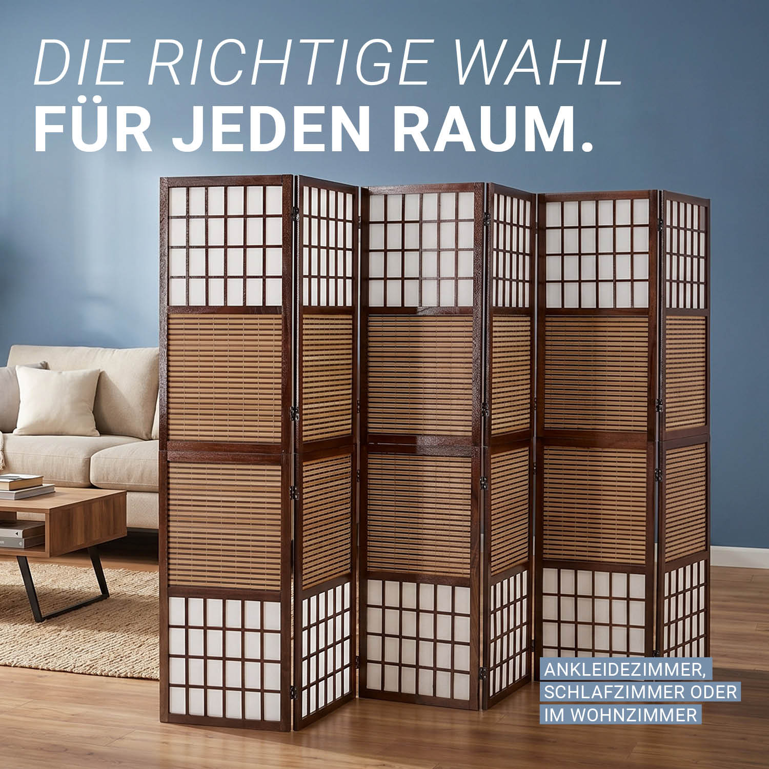 Paravent Brown Bamboo Shoji Rice Paper White | 6-panel | Wood | Room Divider Partition Privacy Screen