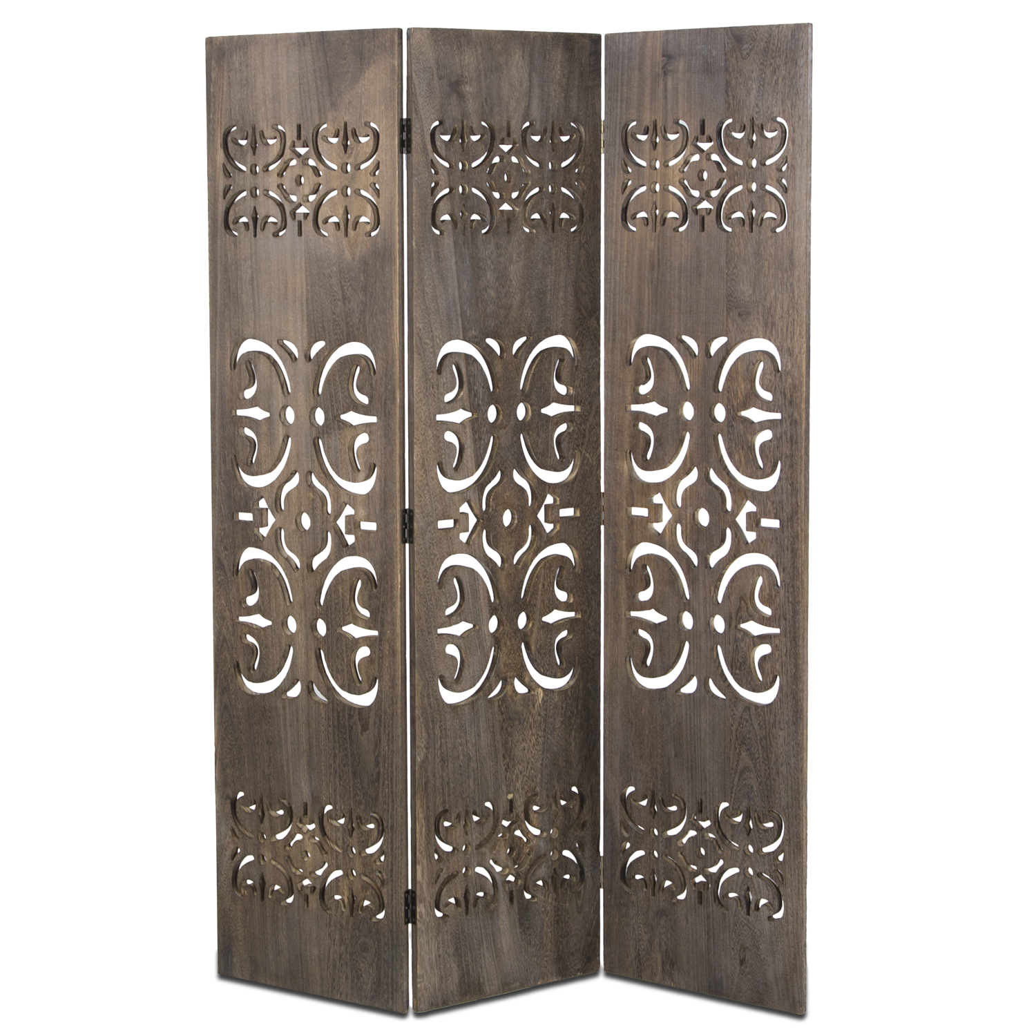 Paravent Brown Carvings | 3-panel | Wood | Room Divider Partition Privacy Screen