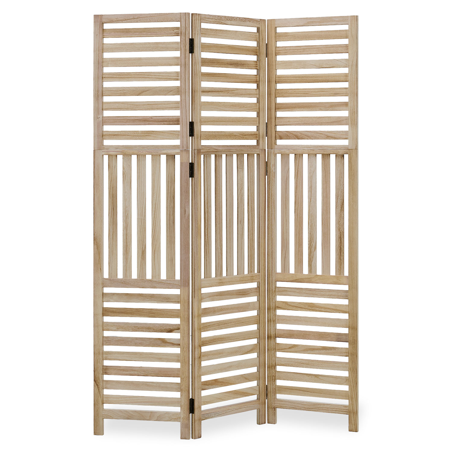 Paravent Natural Wooden Slats | 3-panel | Wood | Room Divider Partition Privacy Screen