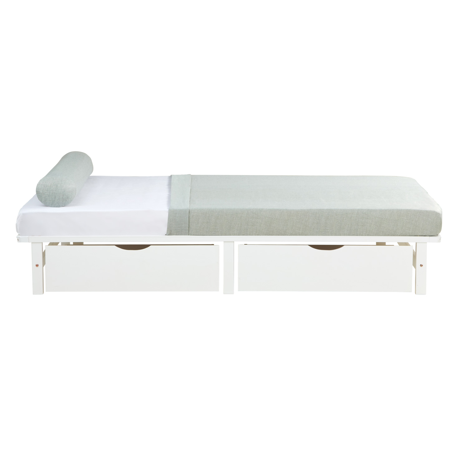 Pallet Bed 140x200 cm White with Drawers & Slatted Base – Solid Wood Double Bed with Storage