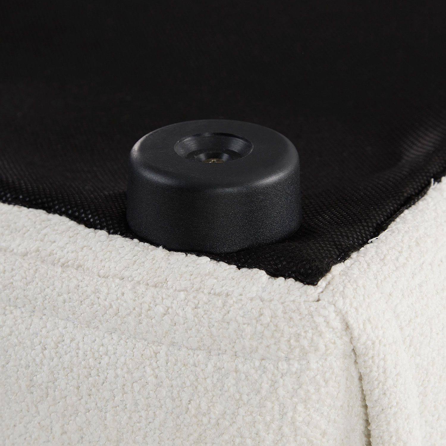 Footstool Pouffe Bouclé Beige Stool Small Footrest Upholstered Seater Cube Seat