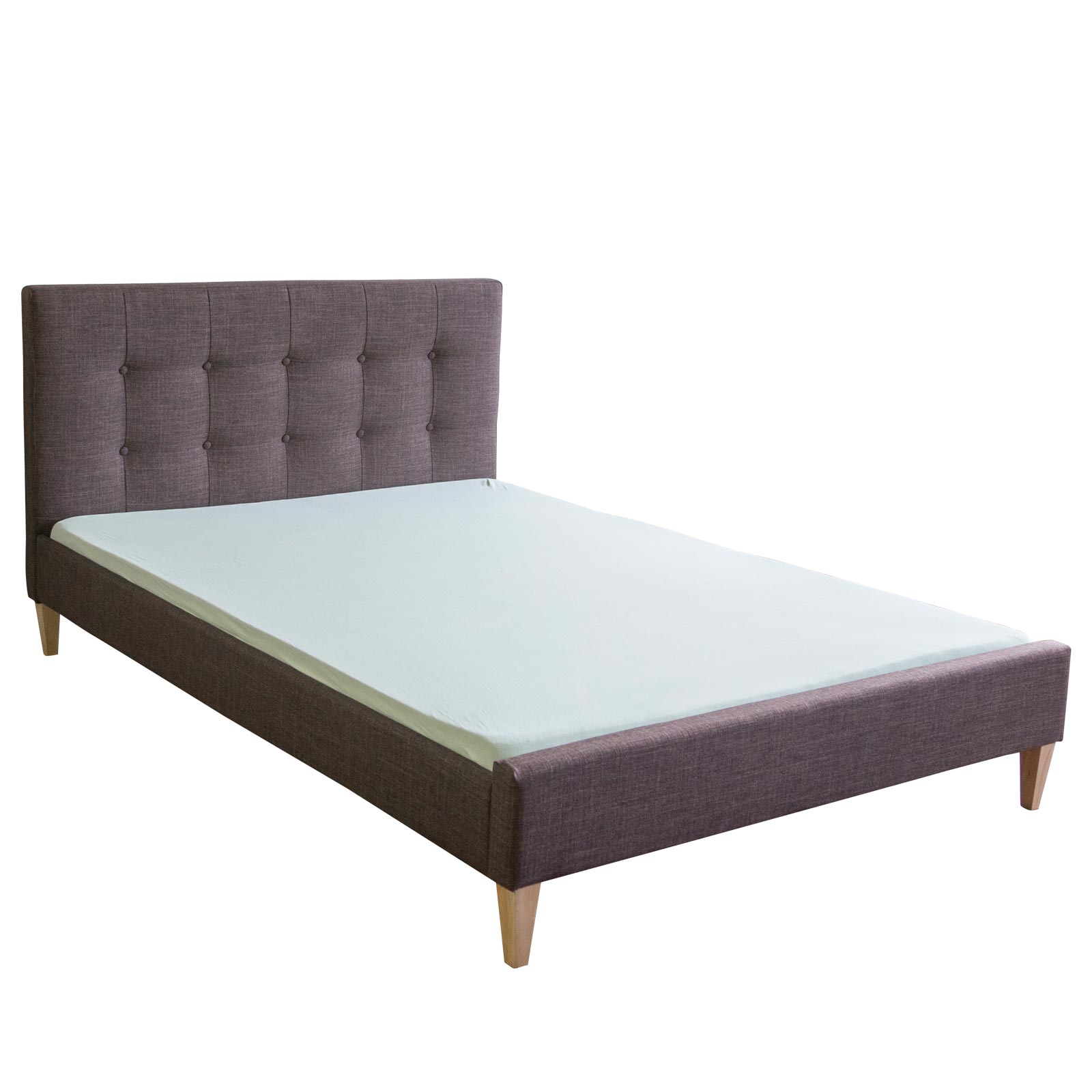 Upholstered bed 180x200 cm brown | with slatted frame | double fabric bed frame