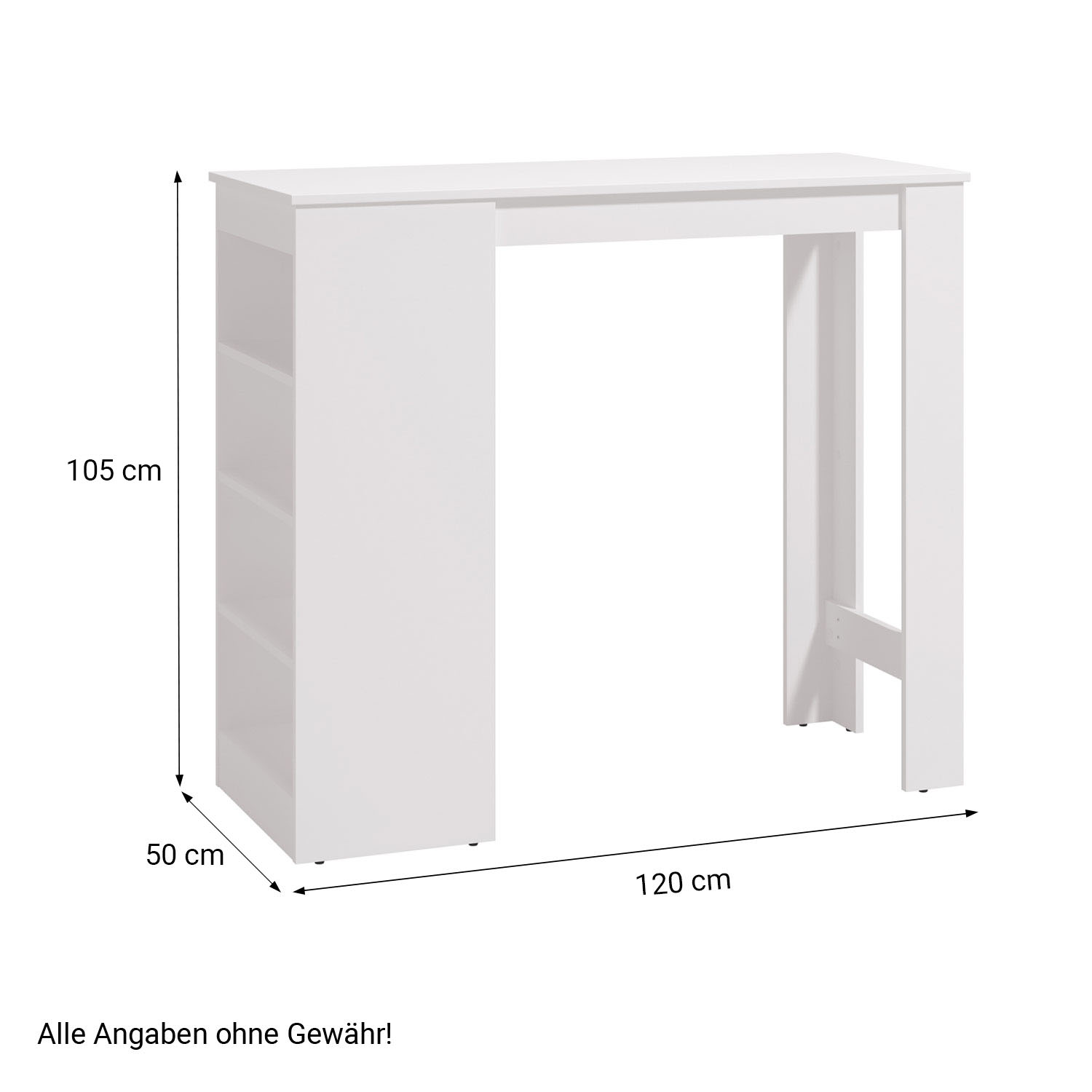 Bar table 120x50 cm White Bartop table Wood Kitchen Table Breakfast bar table High table Pub table Dining table