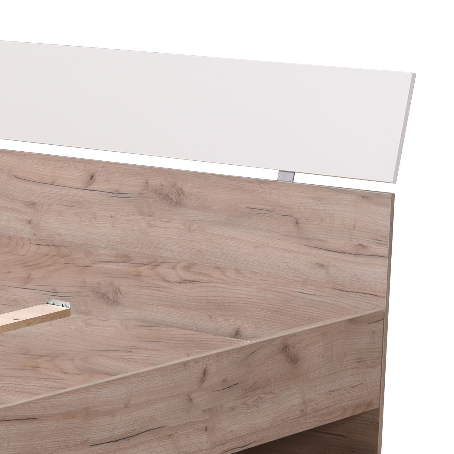 Double Bed 160x200 cm, Gray Oak with Slatted Base – Modern Wooden Bed