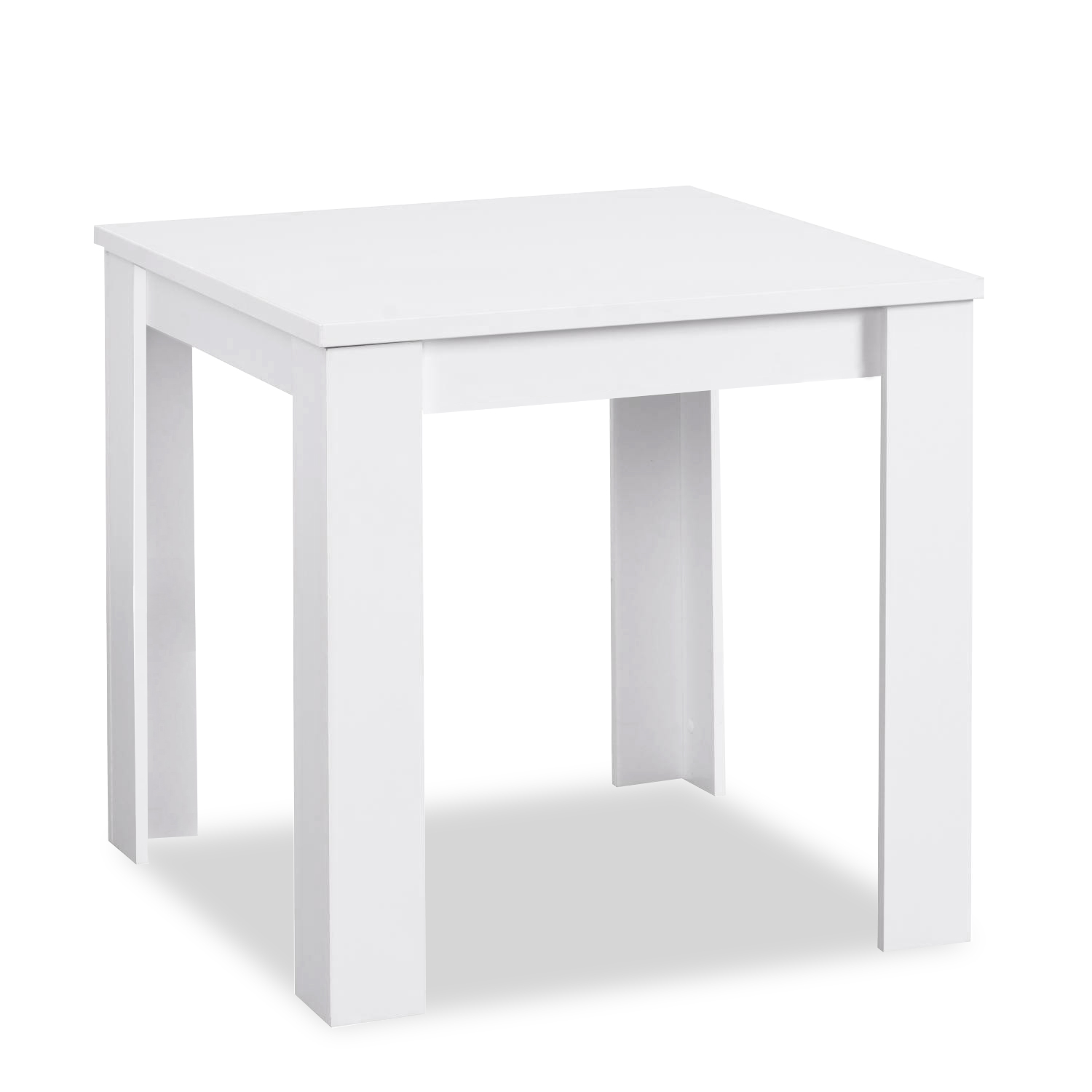 Modern Dining Table White 80x80 cm with 2 Chairs Grey Velvet Dining Room Table Wooden Table