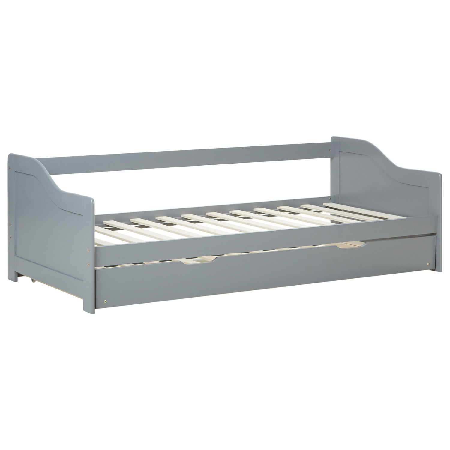 Wood Bed 90x200 cm Grey | Extendable | Cabin Bed | with Mattress | Kids Youth Guest Bedroom