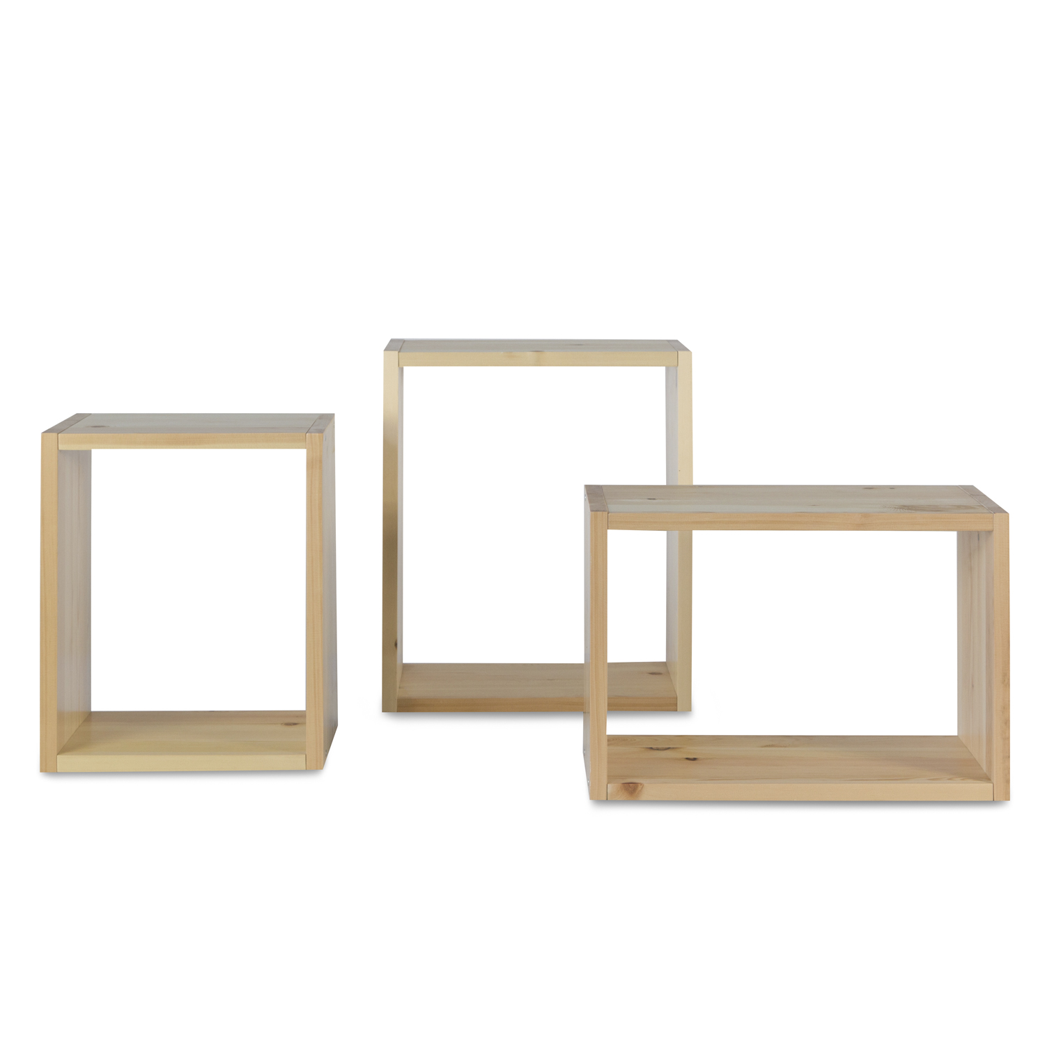 Wooden Rack Set of 3 Hanging Shelf Bookcase Bookshelf 3 Parts Wood Natural