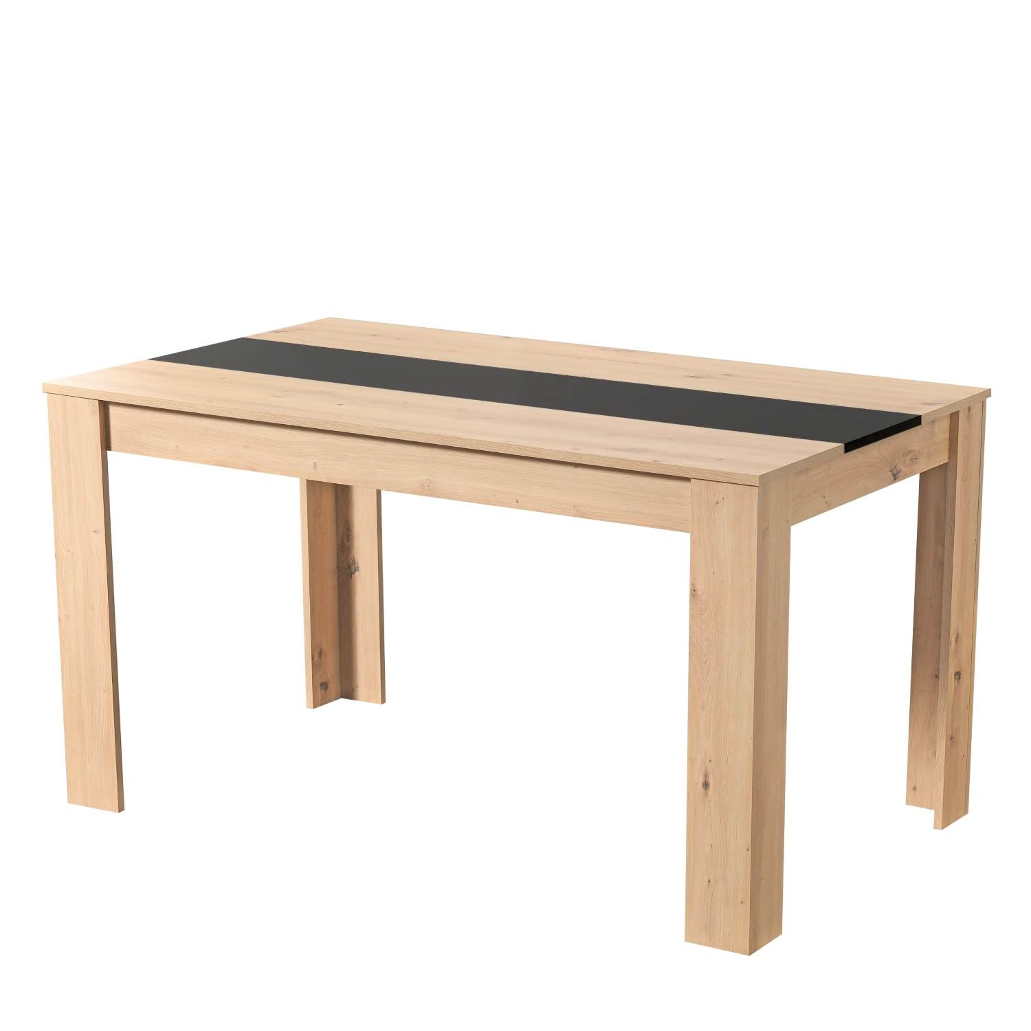 Modern Dining Table Kitchen Table Wooden Table 135x80 cm Oak Black 6 Seater