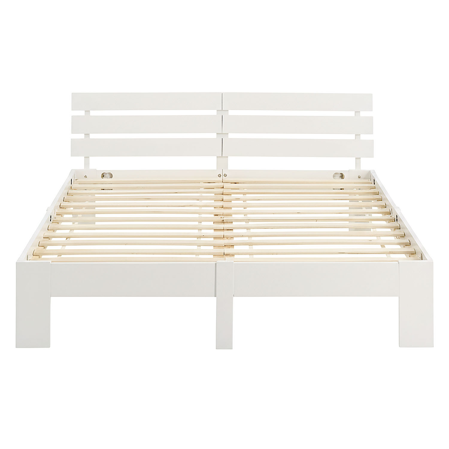 Wood Bed 140x200 cm White | Double Bed | with Spring Mattress | Solid | Youth Guest Bedroom