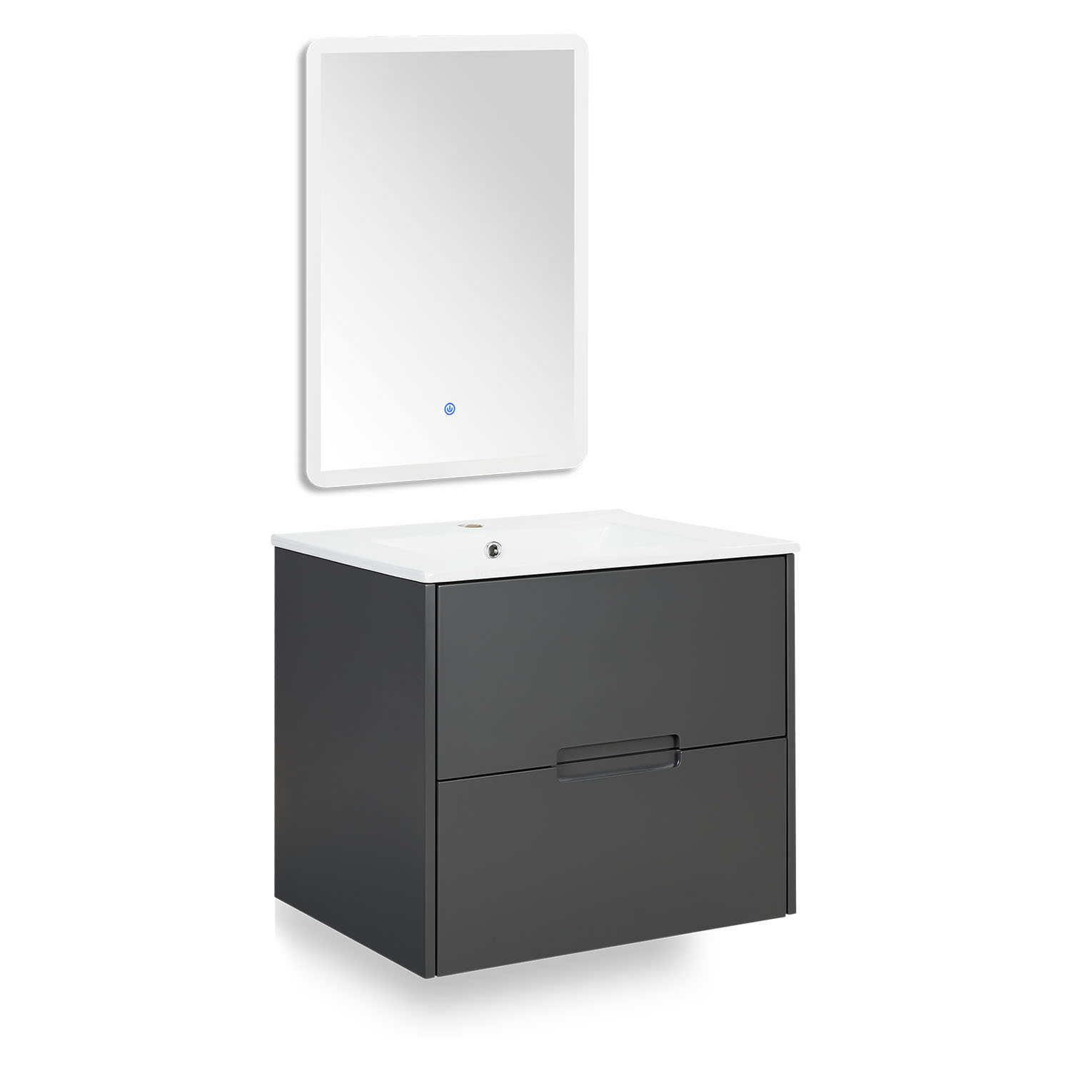 Bathroom mirror and cabinet 60 cm Grey Storage Vanity unit Bathroom furniture Sink unit Washroom wall cabinet