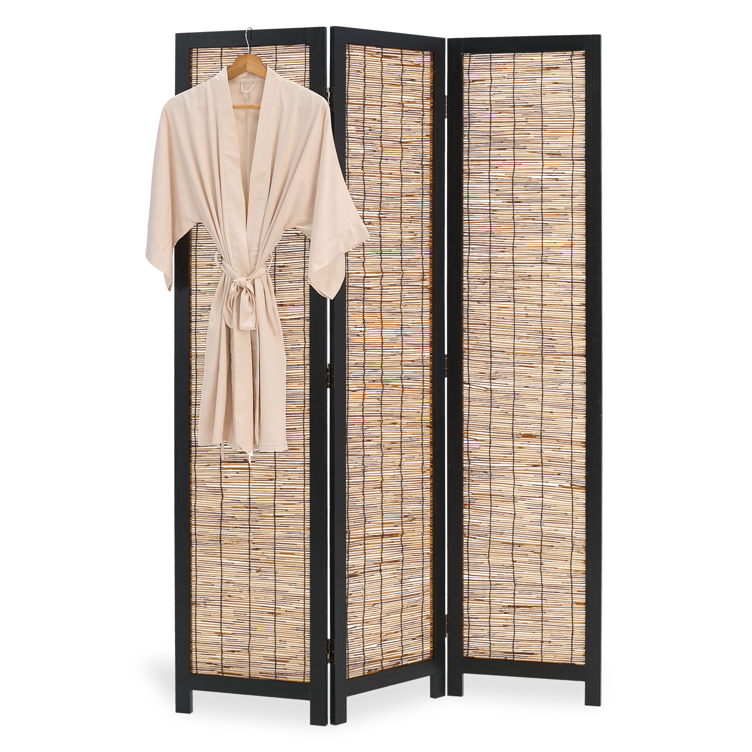 Paravent Black Wooden | 3-panel | Willow | Room Divider Partition Privacy Screen