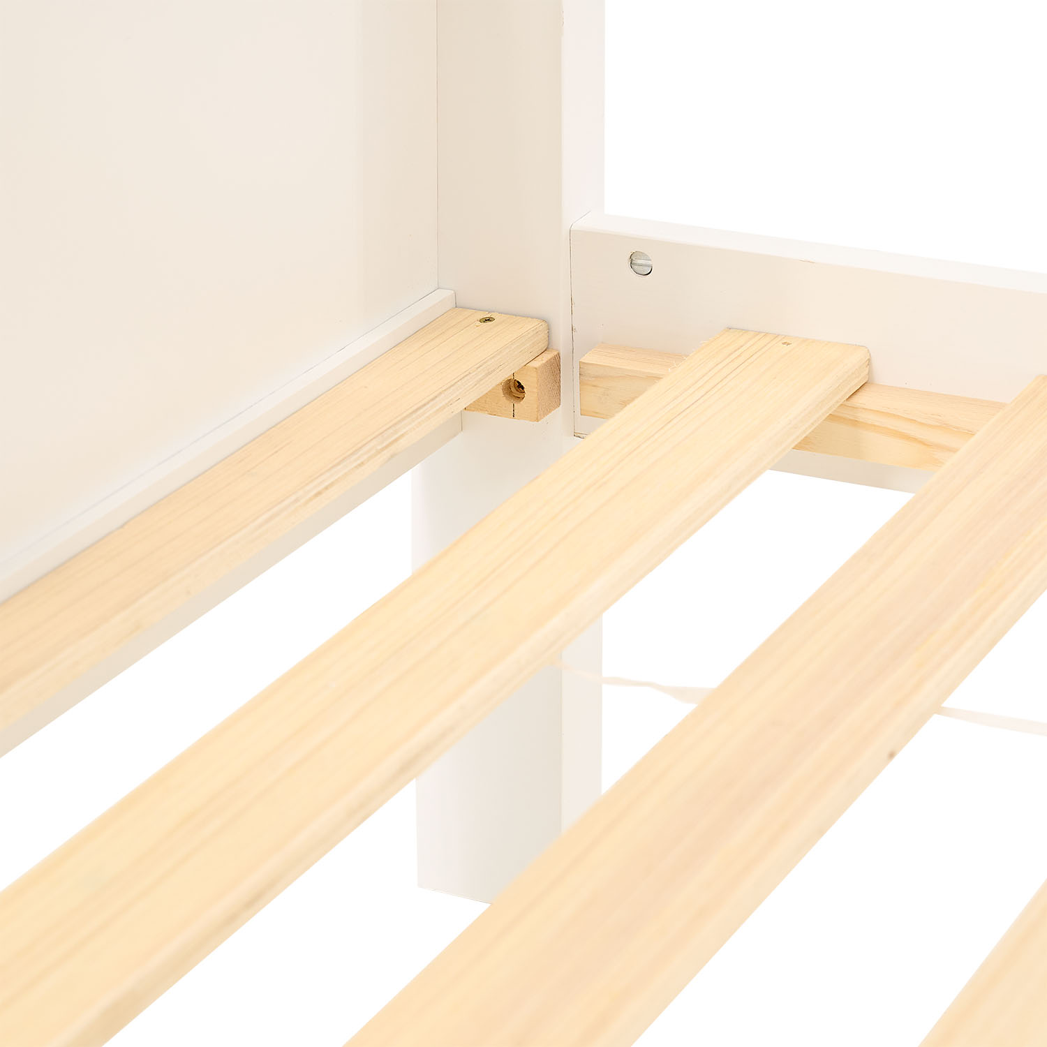 White Wooden Bunk Bed for Kids & Teens, 90x200 cm & 140x200 cm, with 2 Underbed Drawers and 2 Mattresses