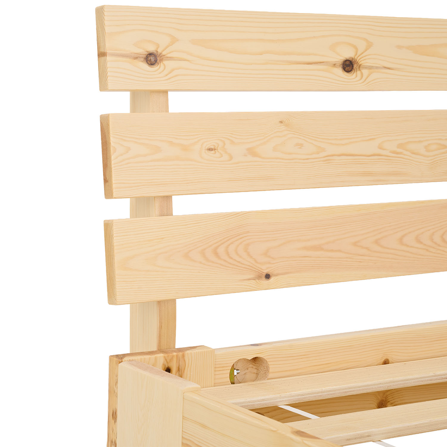 Wood Bed 120x200 cm Natural | Double Bed | with Slatted Frame | Solid | Kids Youth Guest Bedroom