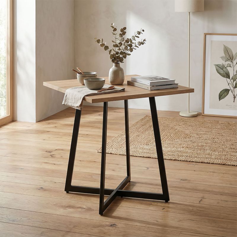 Esstisch 80x80 cm Eiche Schwarz – moderner Holztisch für Esszimmer & Küche