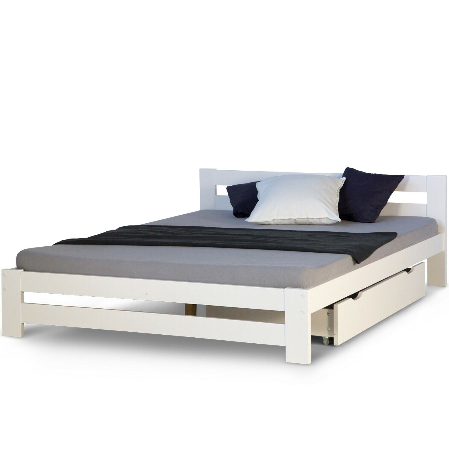 Doppelbett Holzbett 140x200 Weiß Kiefer Bett Mit Bettkasten Bettgestell Holz