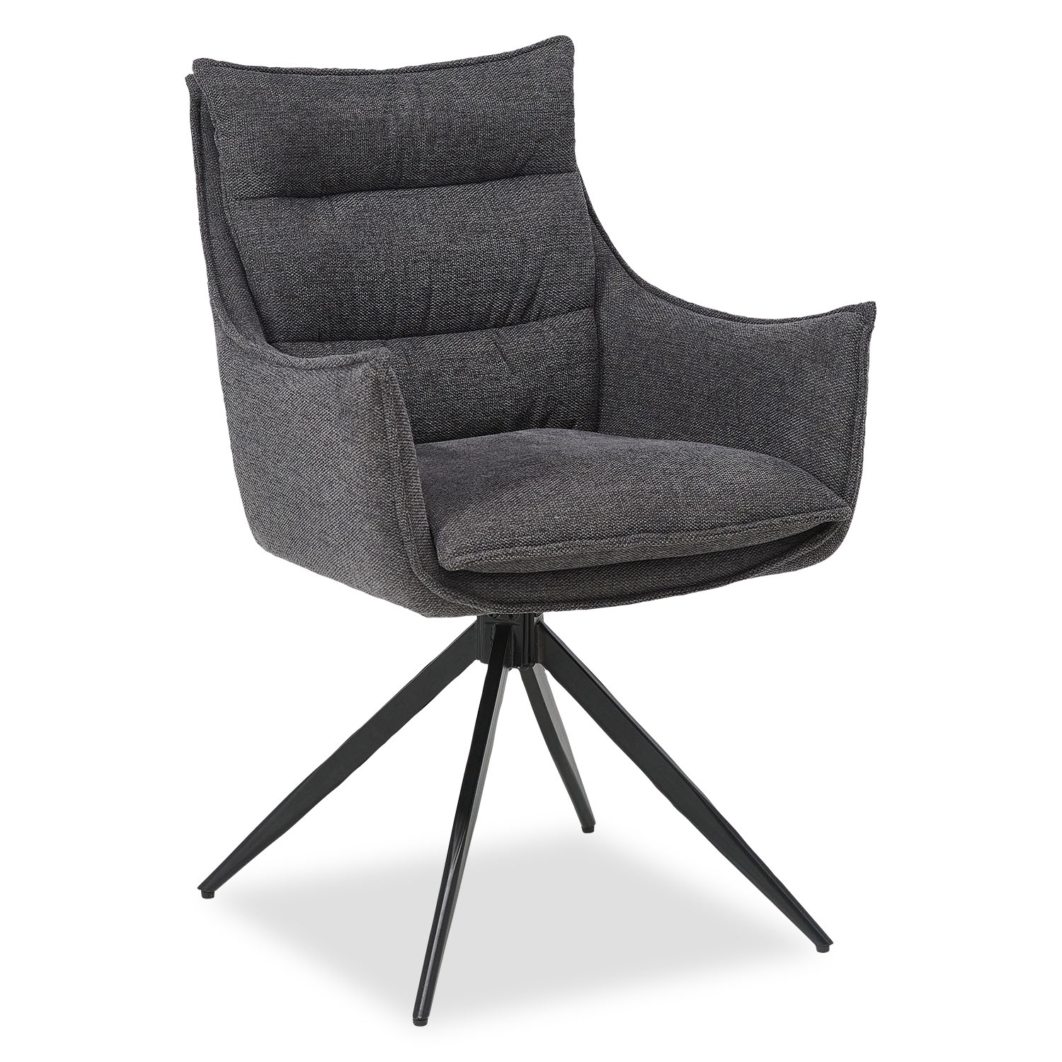 Upholstered Chair Fabric Anthracite | single | swivel | with Armrests | Kitchen Dining Room Office