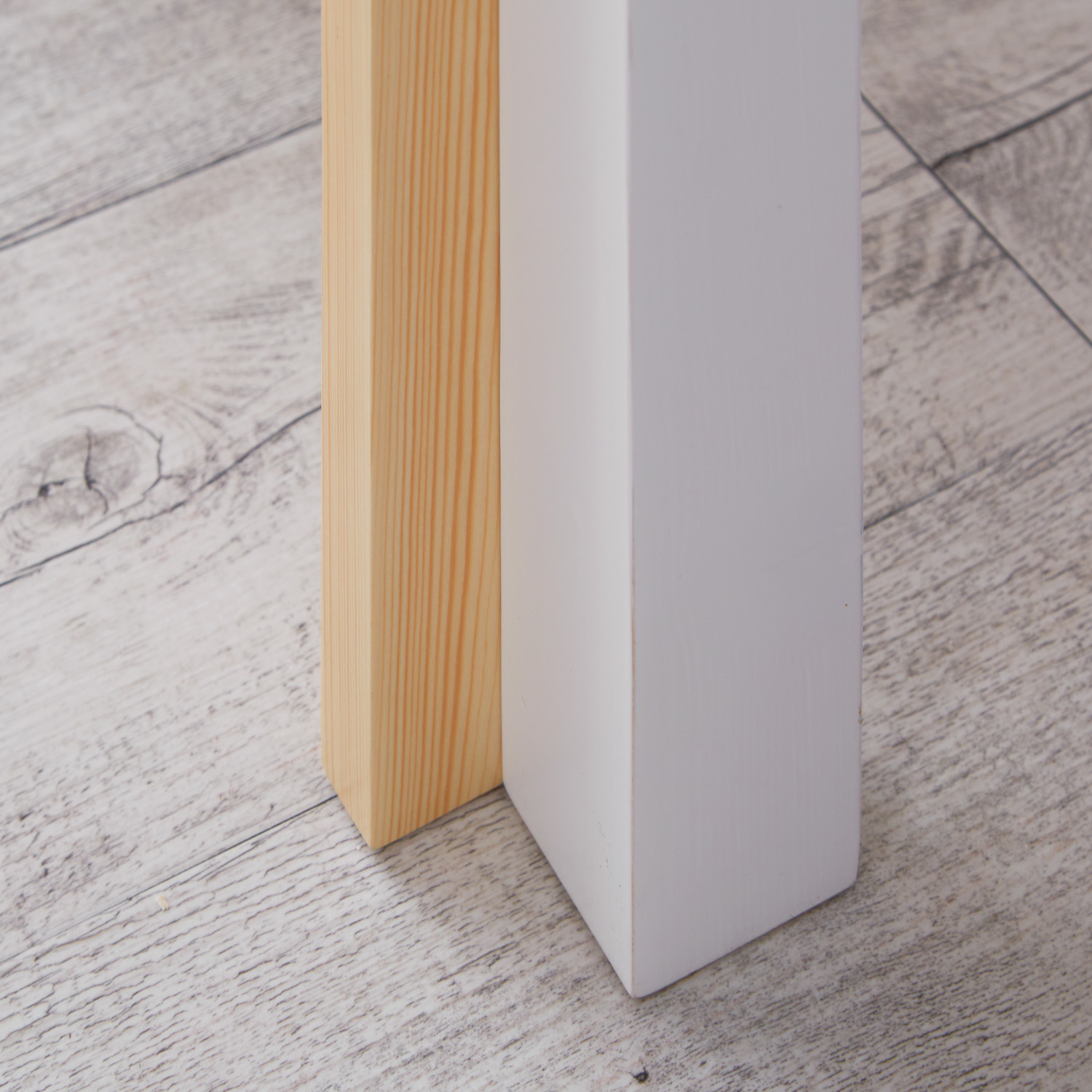 Loft Bed Kids 90x200 cm White | Ladder Natural | Fall Protection | with Slatted Frame