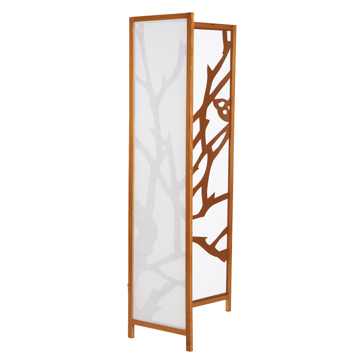 Paravent Brown Shoji Rice Paper White Tree | 3-panel | Wood | Room Divider Partition Privacy Screen