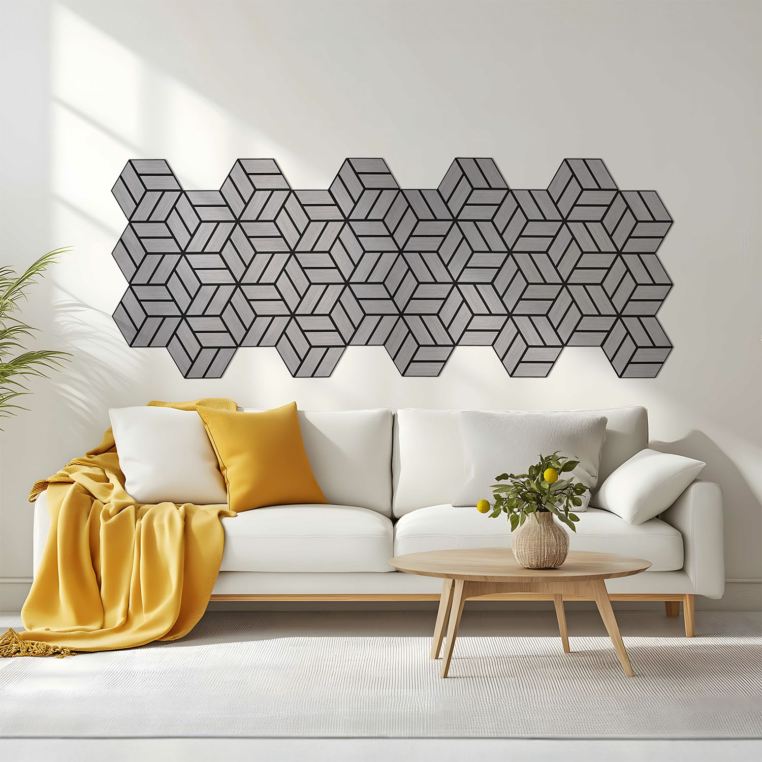 Acoustic Panels Wall Panels Hexagon Honeycomb 30 x 26 cm Grey | Wood | 12-piece Set | 3D