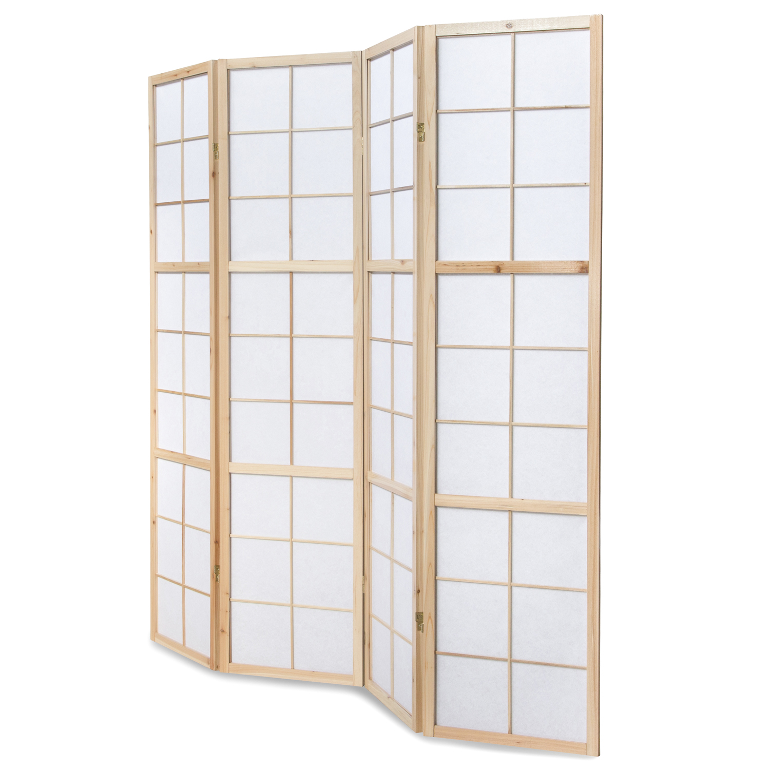 Paravent Natural Shoji Rice Paper White | 4-panel | Wood | Room Divider Partition Privacy Screen