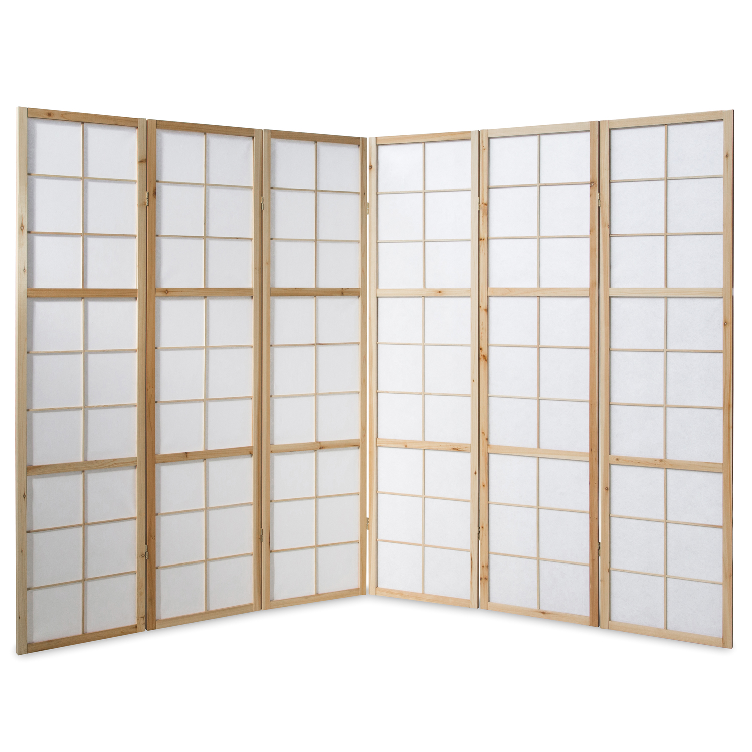 Natural Shoji Rice Paper Screen | 6-panel | Wood | Room Divider, Partition, Privacy Screen