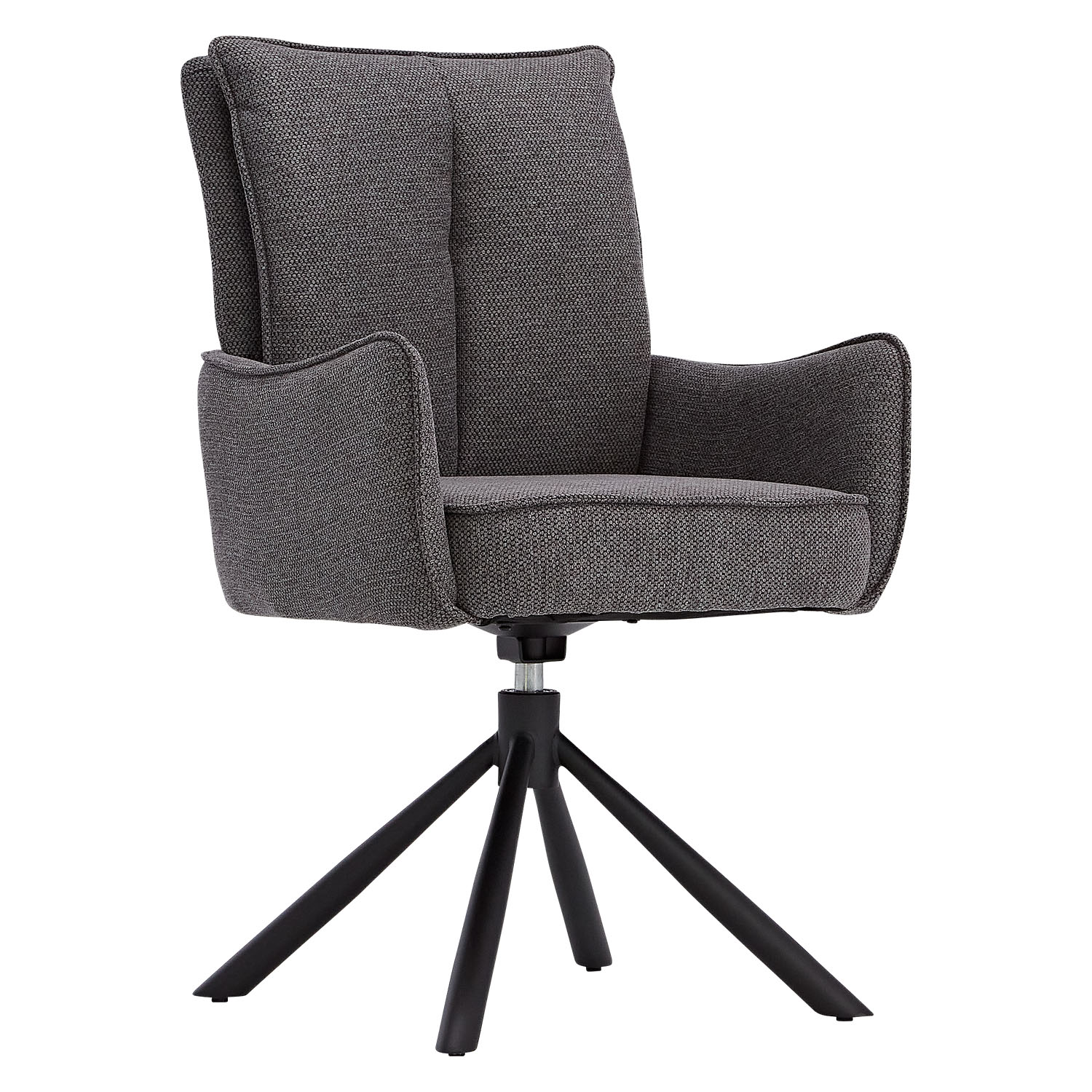 Set of 6 Upholstered Dining Chairs in Anthracite – Swivel Dining Chairs with Armrests & Metal Frame