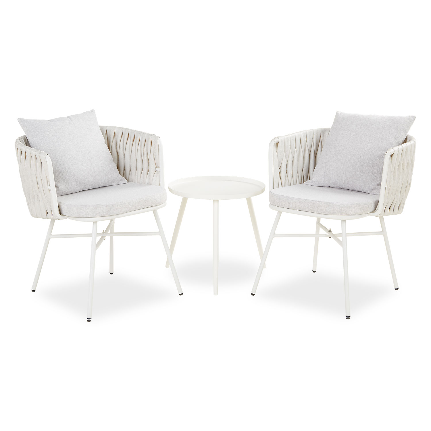 Garden furniture set Garden table and 2 chairs Bistro set Rattan White Outdoor table and chairs Lounge chair Patio set