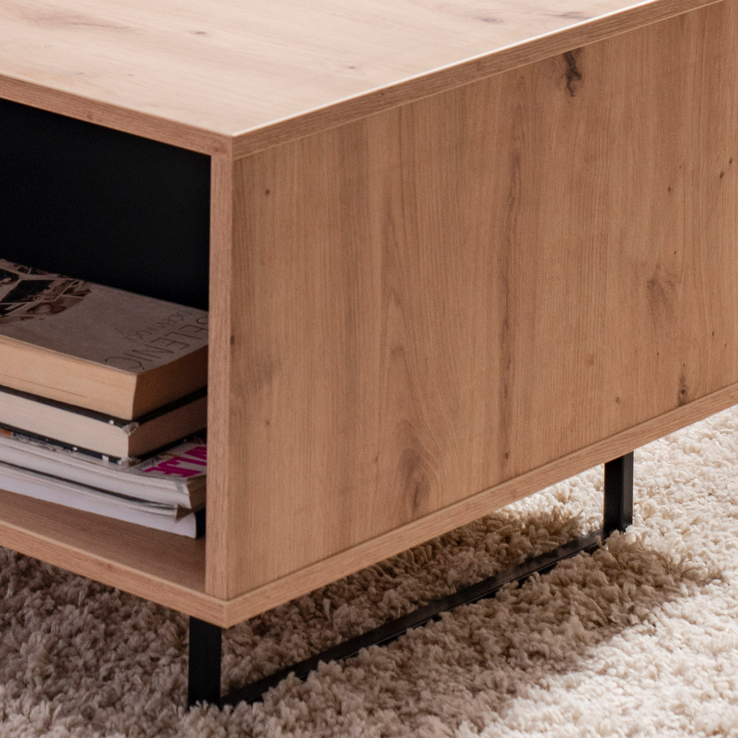 Coffee Table Living Room Table Wooden Table Oak Industrial Style Storage