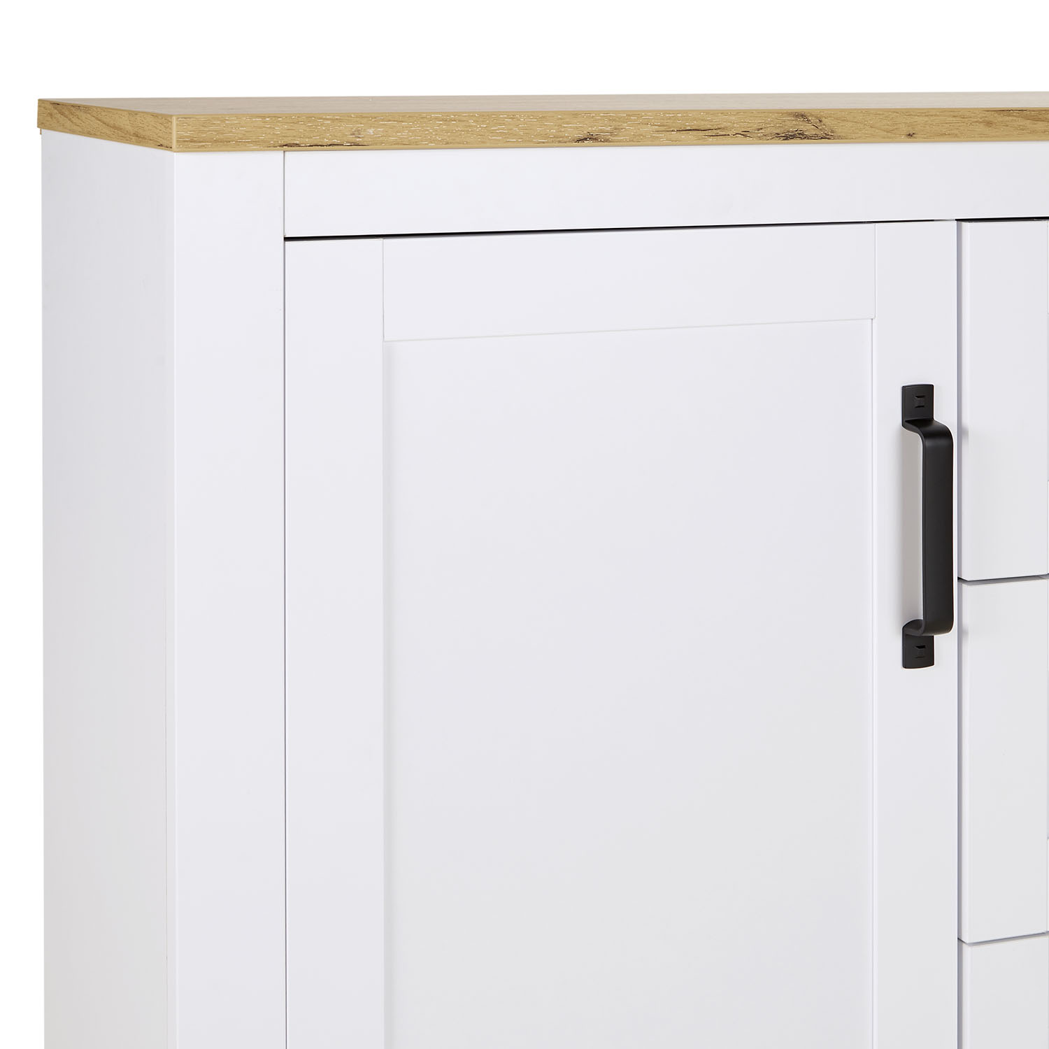 Chest of Drawers Sideboard White 150 cm Wood Oak Solid Cupboard with 3 Drawers Country Style Highboard Living Room Cabinet