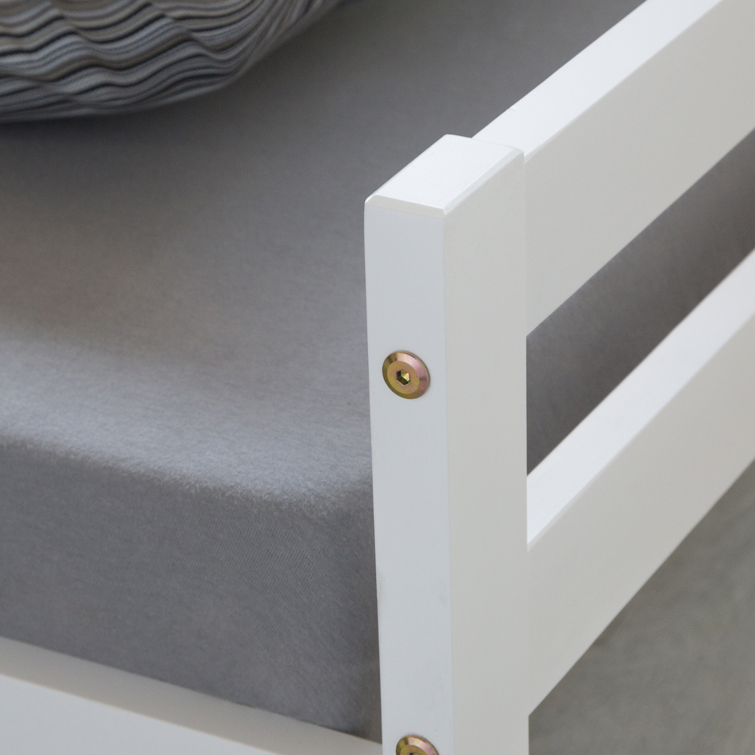Wood Bed 90x200 cm White | Single Bed | with Slatted Frame | Kids Youth Guest Bedroom