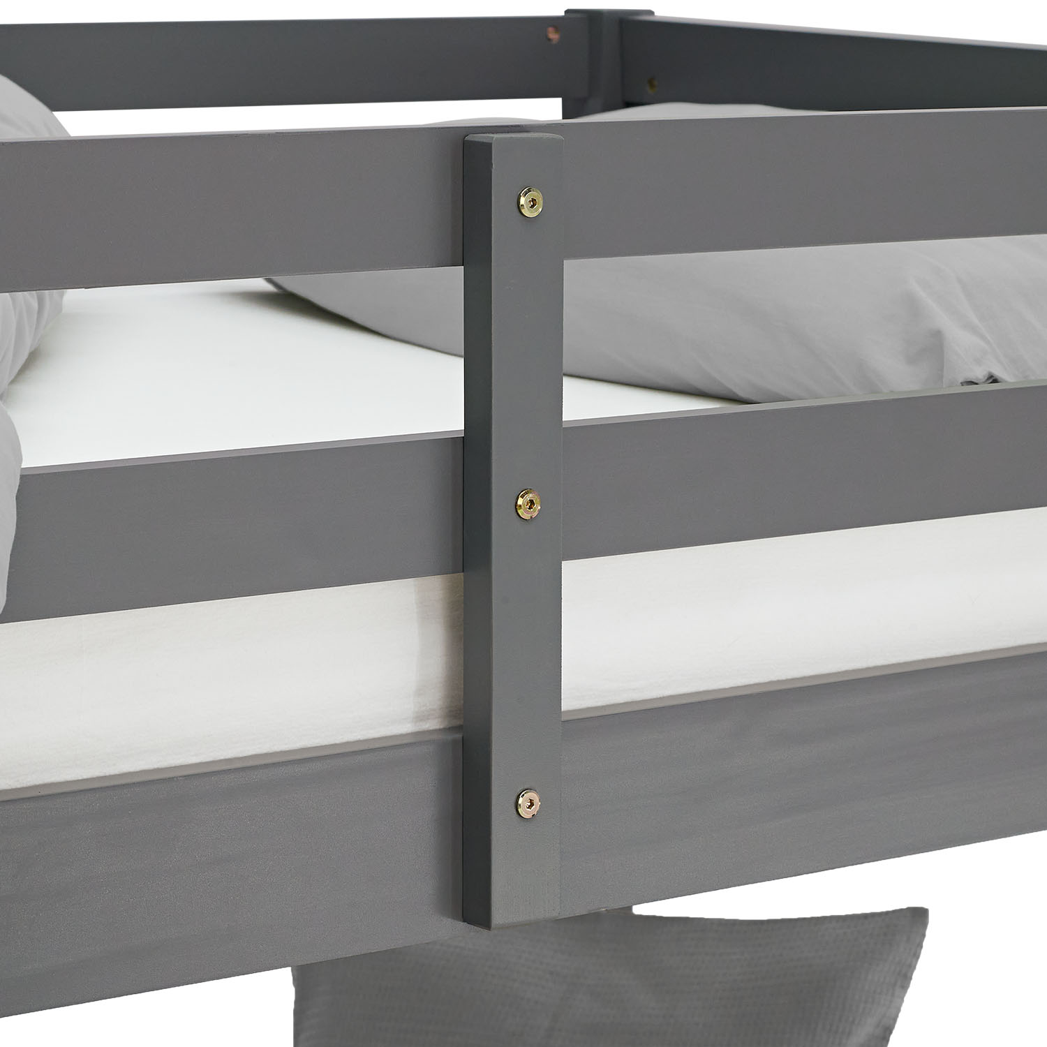 Bunk Bed with 2 Mattresses 90x200 and 140x200 cm Kids Bed Grey Wood Cabin Bed High Sleeper Bed Loft Bed Childrens Bed Twin Bed