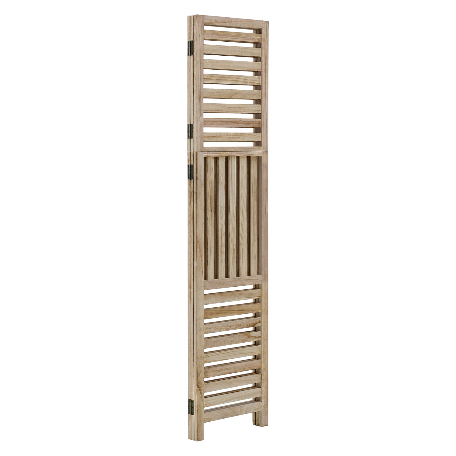 Paravent Natural Wooden Slats | 3-panel | Wood | Room Divider Partition Privacy Screen