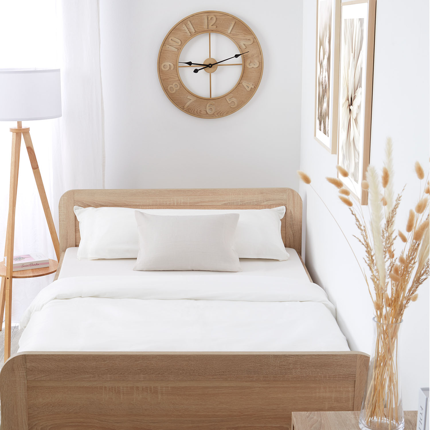 Comfort Bed 120x200 cm Natural | Senior Bed Height Adjustable | Single Bed | Wood | without Slatted Frame