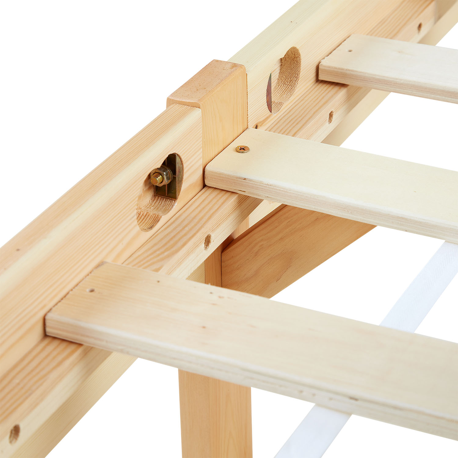 Wood Bed 90x200 cm Natural | Single Bed | with Spring Mattress | Solid | Youth Guest Bedroom