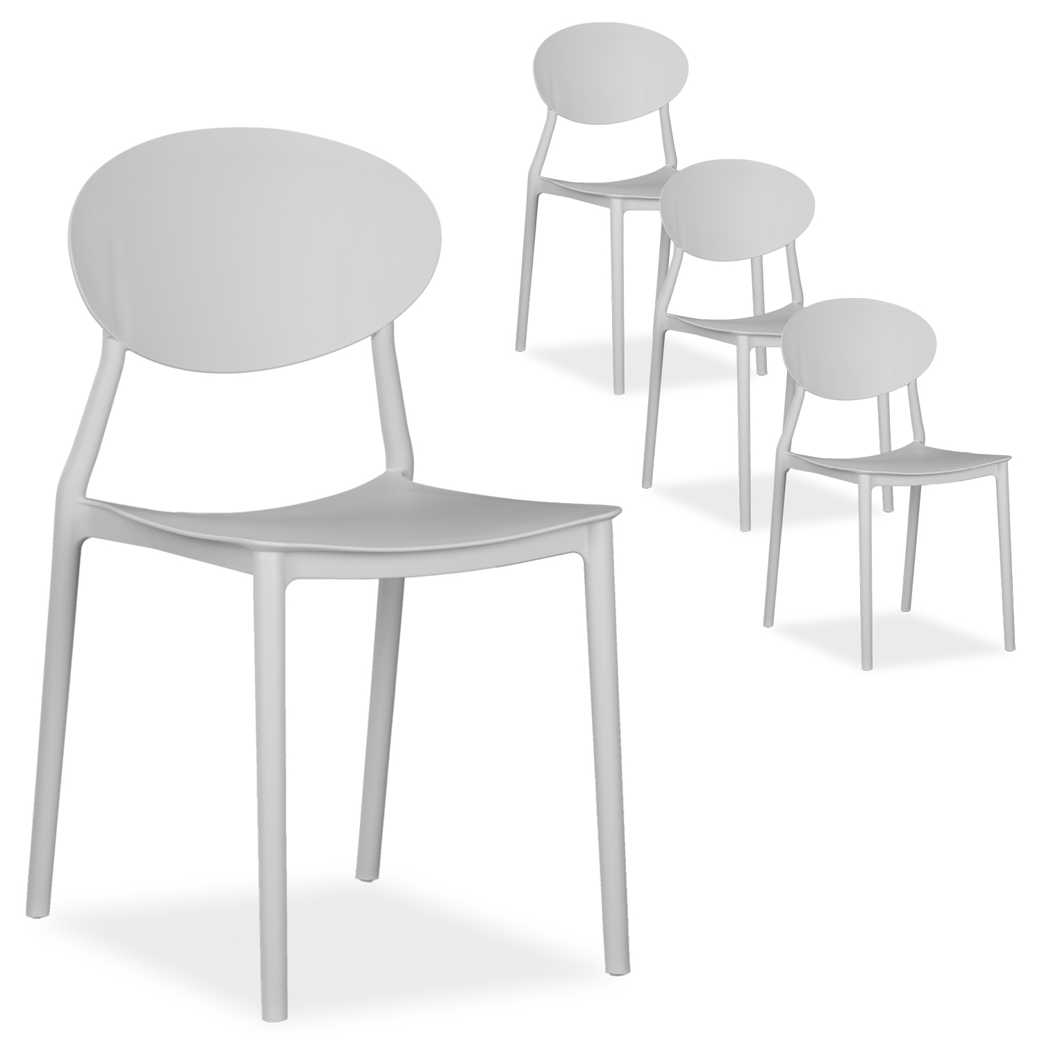 Garden chair Set of 4 Camping chairs Grey Outdoor chairs Plastic Stacking chairs Kitchen chairs