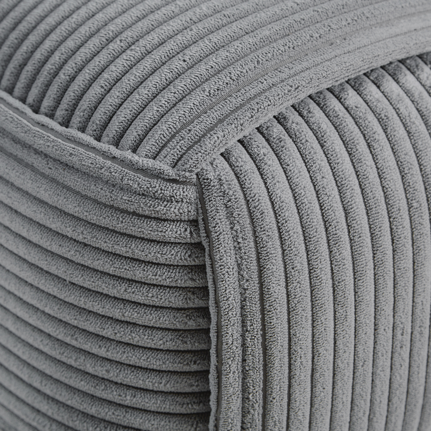 Footstool Pouffe Grey Cord Stool Small Footrest Upholstered Seater Cube Seat