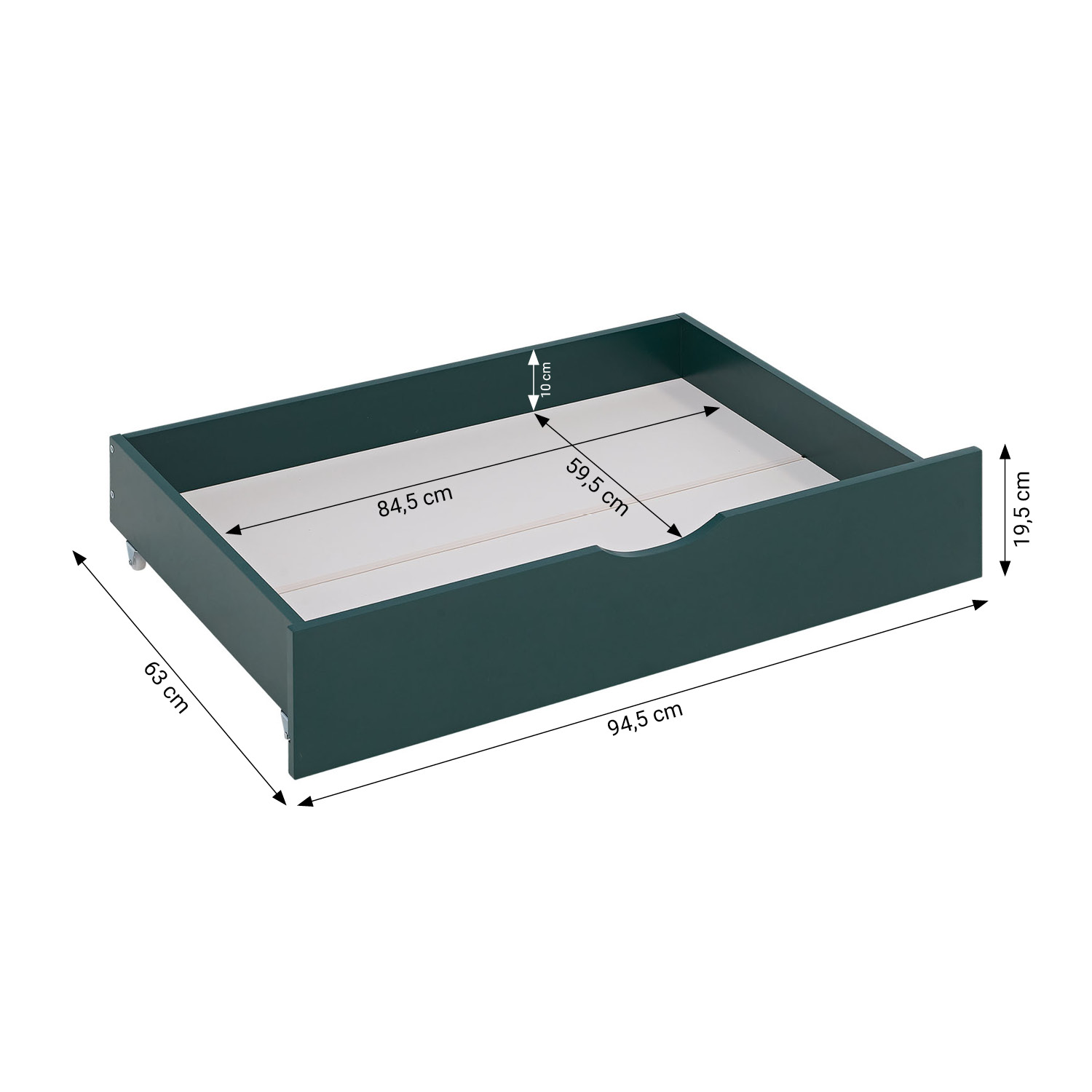 Children's Bed 90x200 cm Green | Wooden bed with 2 drawers | Single Bed | with Slatted Frame | Fall Protection