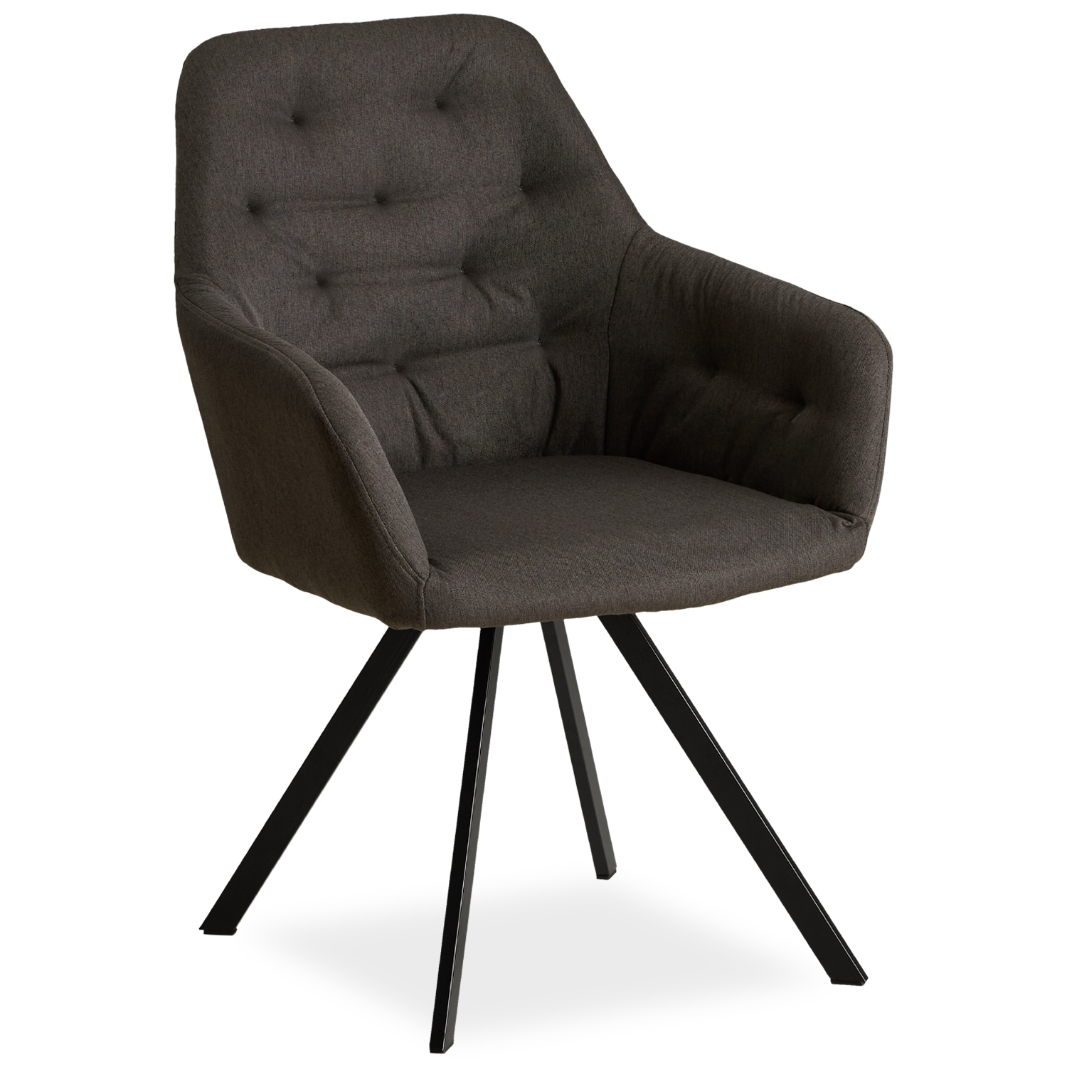 Upholstered Chair Linen Anthracite | Set of 6 | with Armrests | Kitchen Dining Room Office