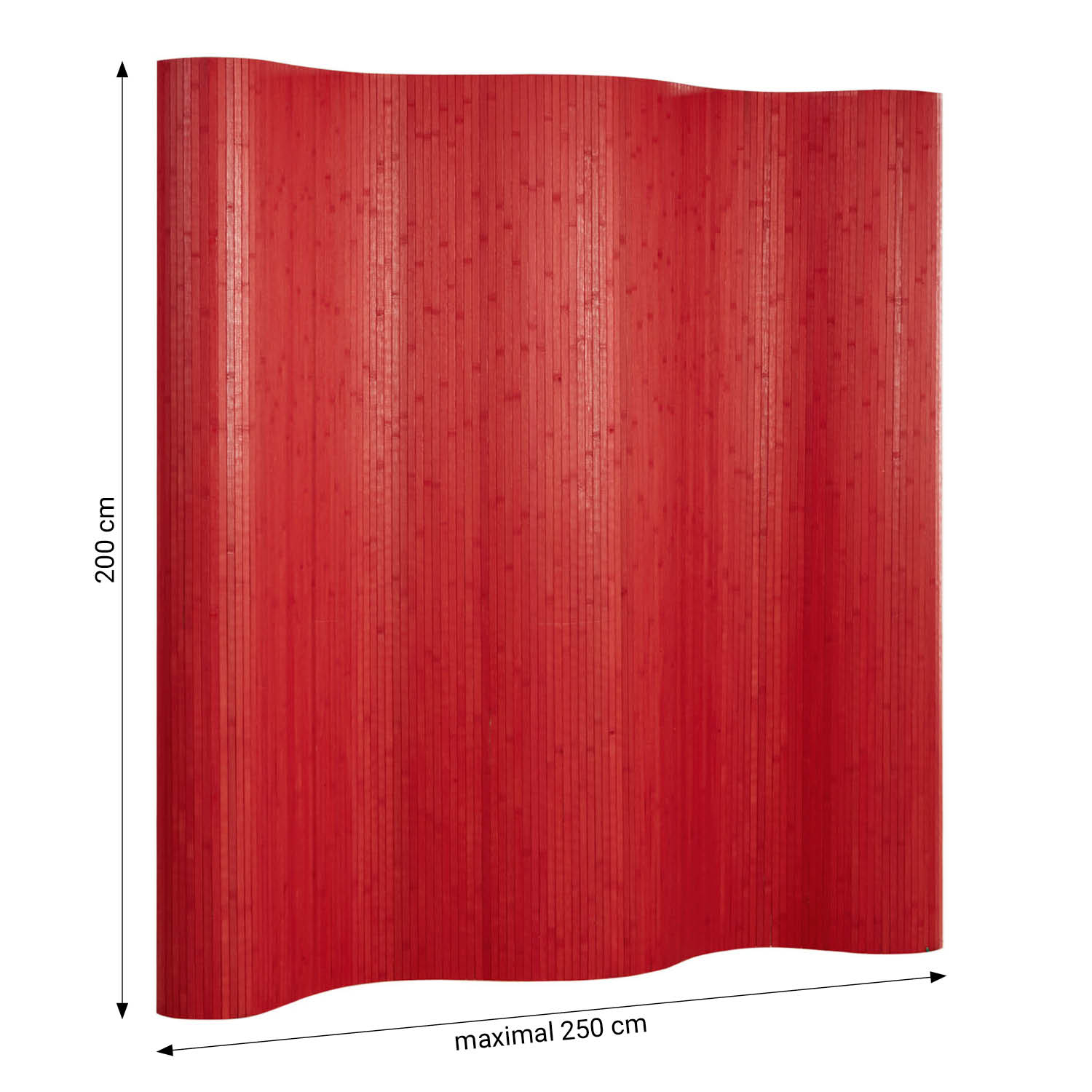 Paravent Bamboo Height 200 cm Red | Room Divider Partition Privacy Screen