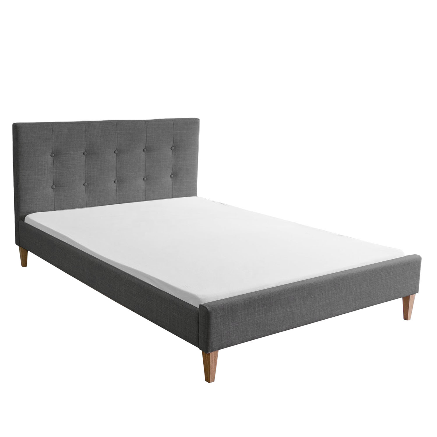 Upholstered Bed Frame Double Bed 120x200 Grey Platform Bed Fabric Headboard