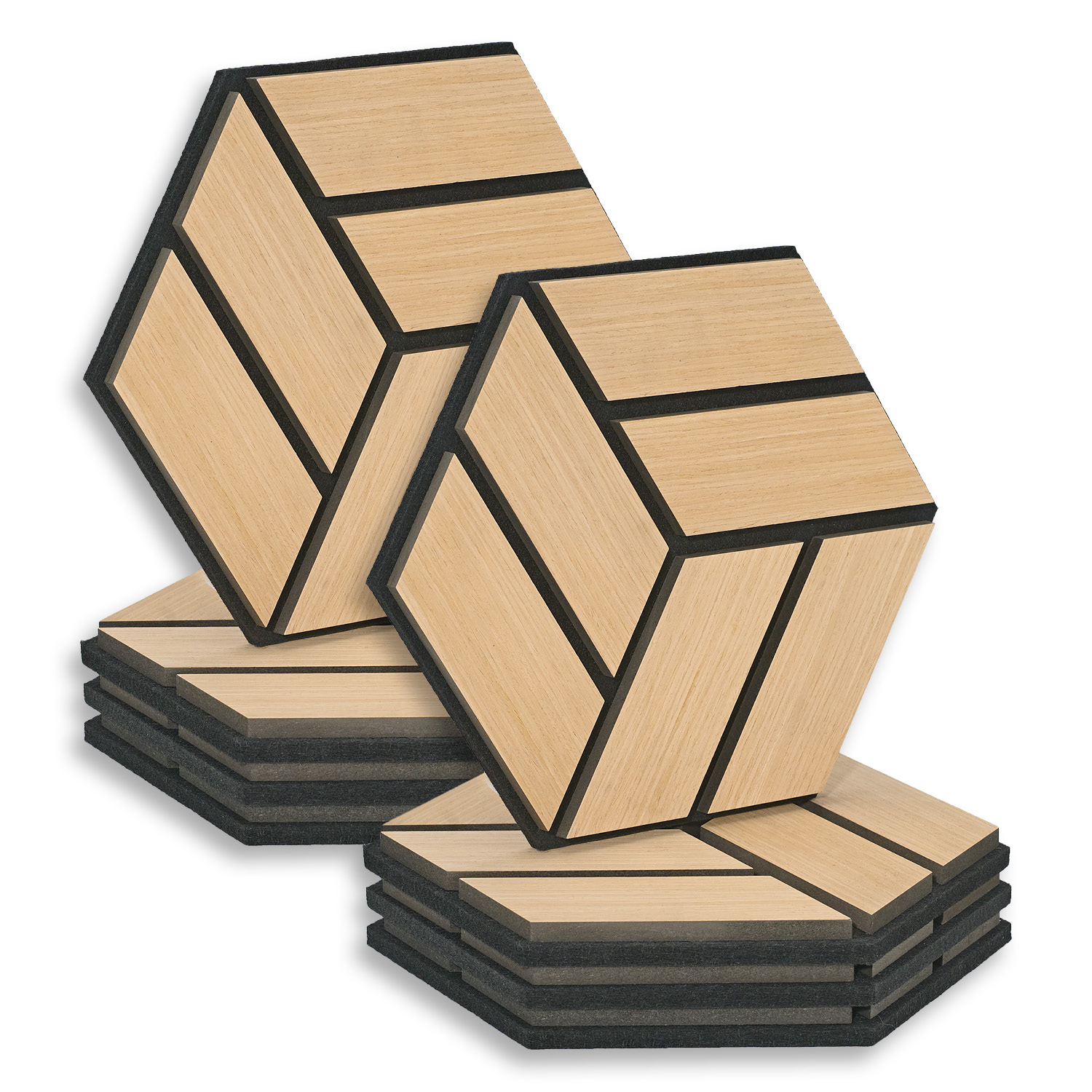 Acoustic Panels Wall Panels Hexagon Honeycomb 30 x 26 cm Natural Oak | Wood | 8-piece Set | 3D Acoustic Panels Wall Panels Hexagon Honeycomb 30 x 26 cm Natural Oak | Wood | 8-piece Set | 3D