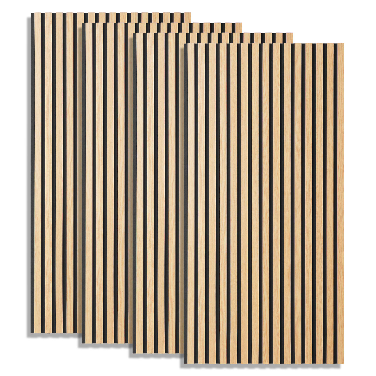 Acoustic Panels Wall Panels 60 x 120 cm Natural Oak | Wood | 4-piece Set | 3D Strips