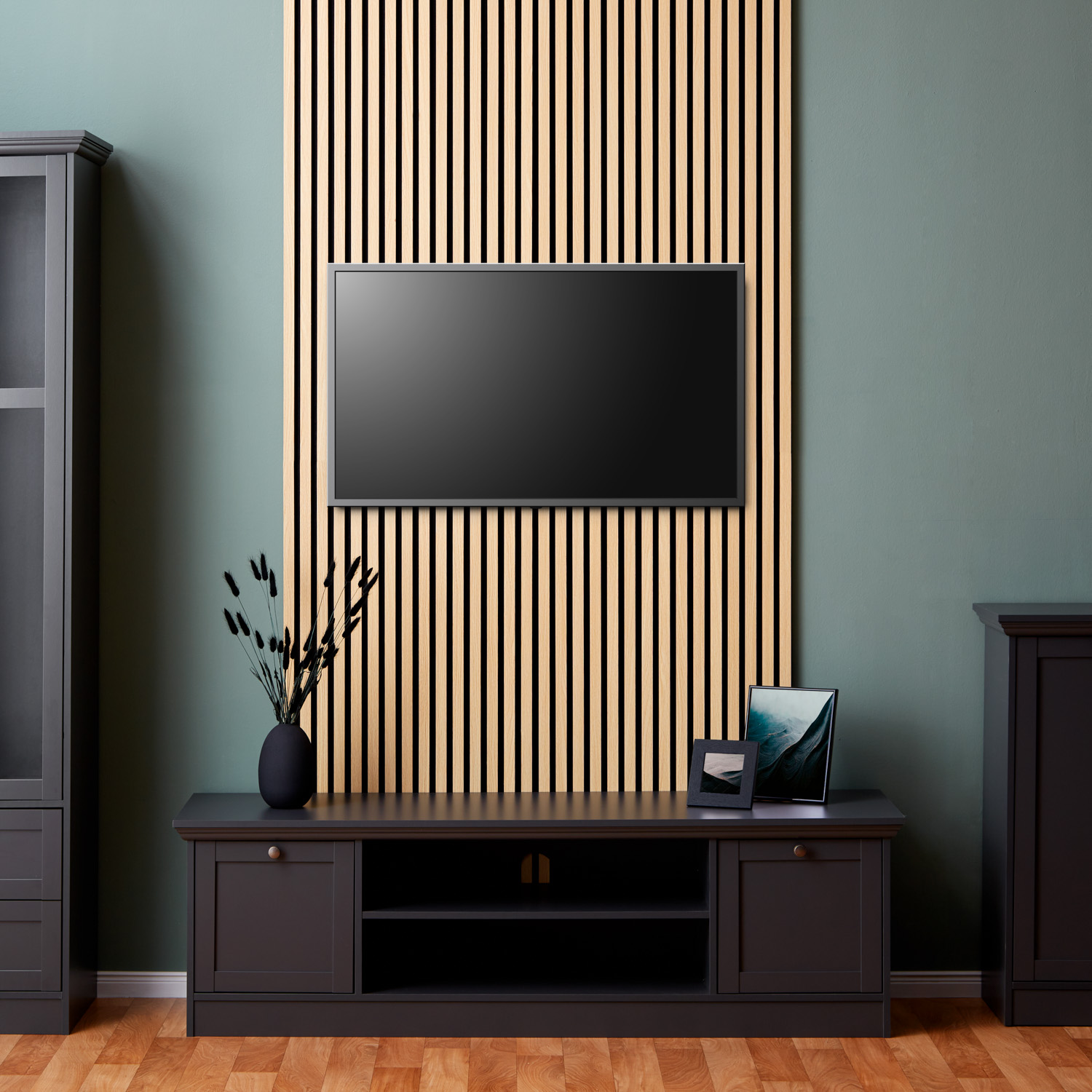 Acoustic Panels Wall Panels 60 x 60 cm Natural Oak | Wood | 4-piece Set | 3D Strips