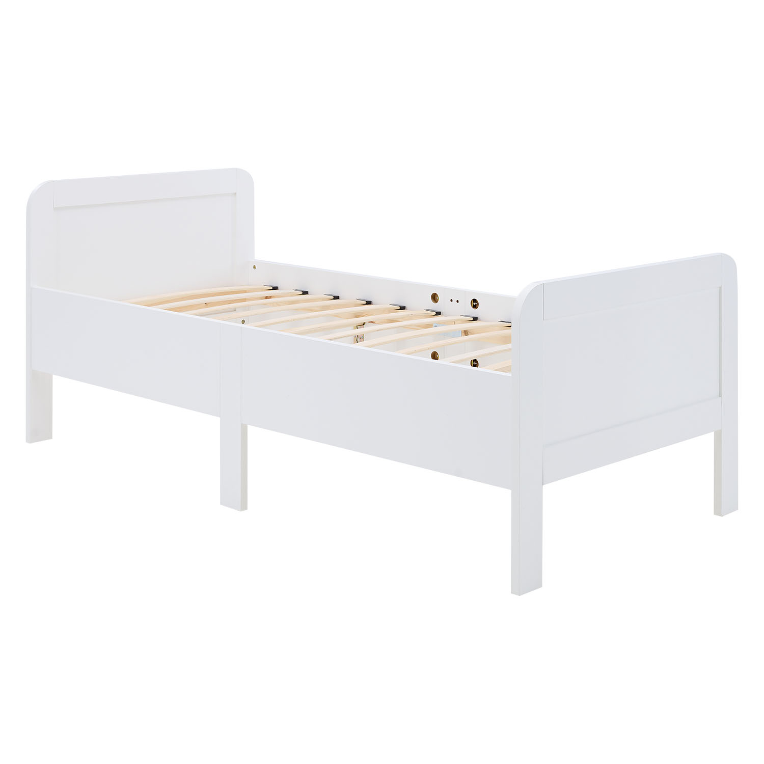 Comfort Bed 90x200 cm White | Senior Bed Height Adjustable with Slatted Frame | Single Bed | Wood