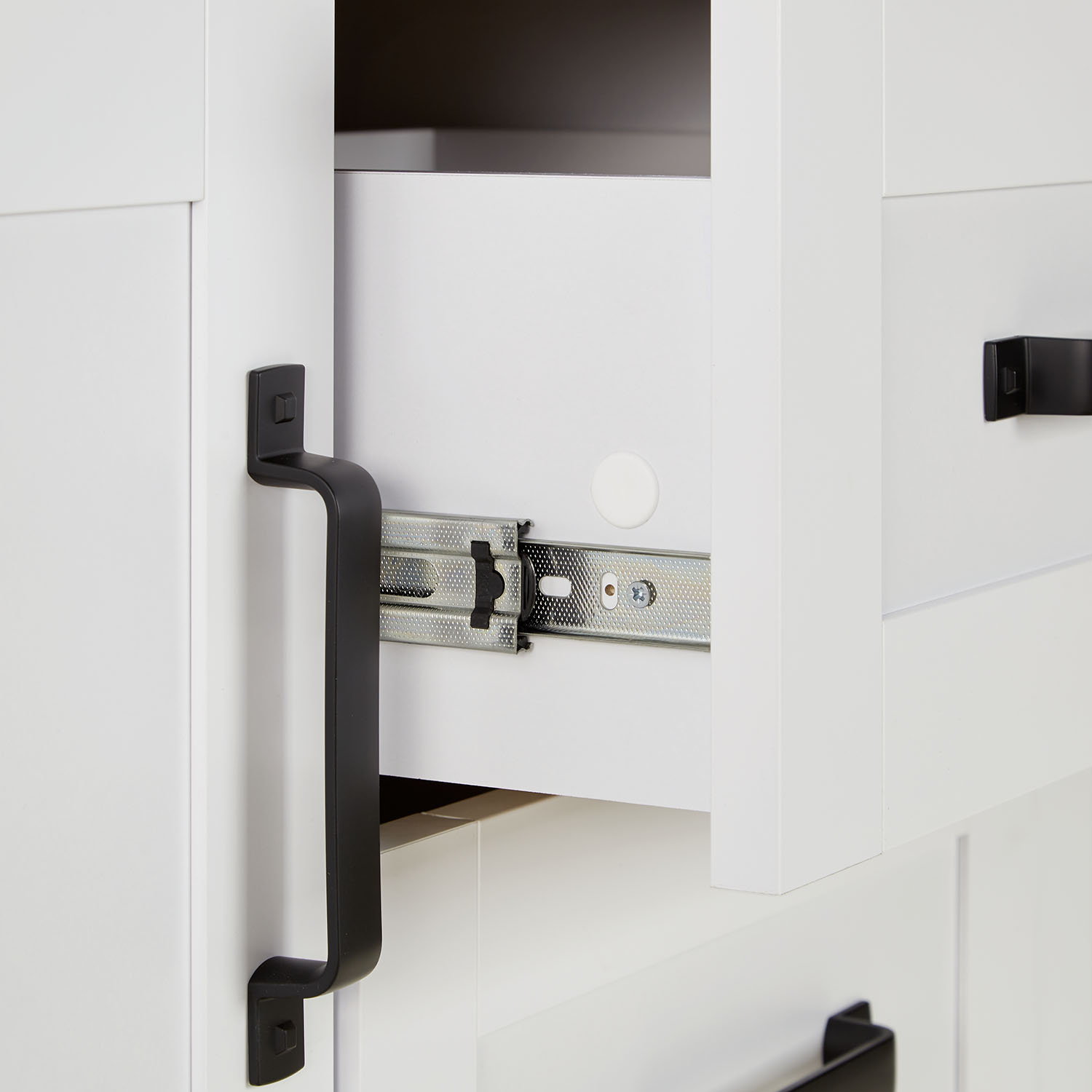 Chest of Drawers Sideboard White 150 cm Wood Oak Solid Cupboard with 3 Drawers Country Style Highboard Living Room Cabinet