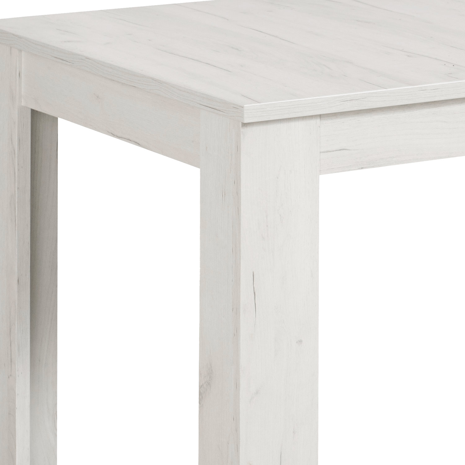 Modern Dining Table Washed White 160x90 cm with 4 Grey Corduroy Chairs Dining Room Table Natural Wooden Table